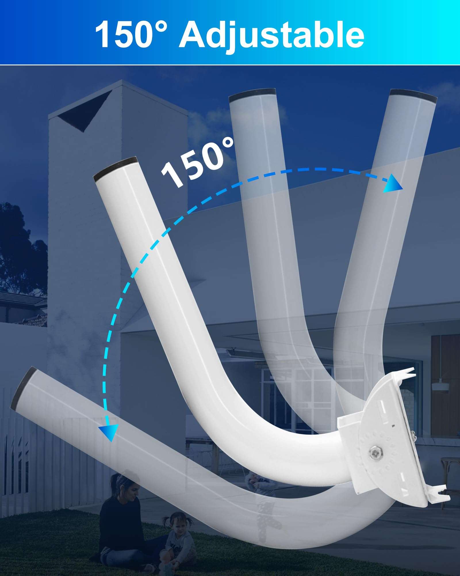 Wireless Bridge Mount Bracket - Universal Antenna Pole Mount Bracket, 11" Adjustable J Mount Mast Kit for Weather Station, TV, Yagi, Signal Booster, Outdoor WiFi Wireless Bridge, Access Point Mounting 4