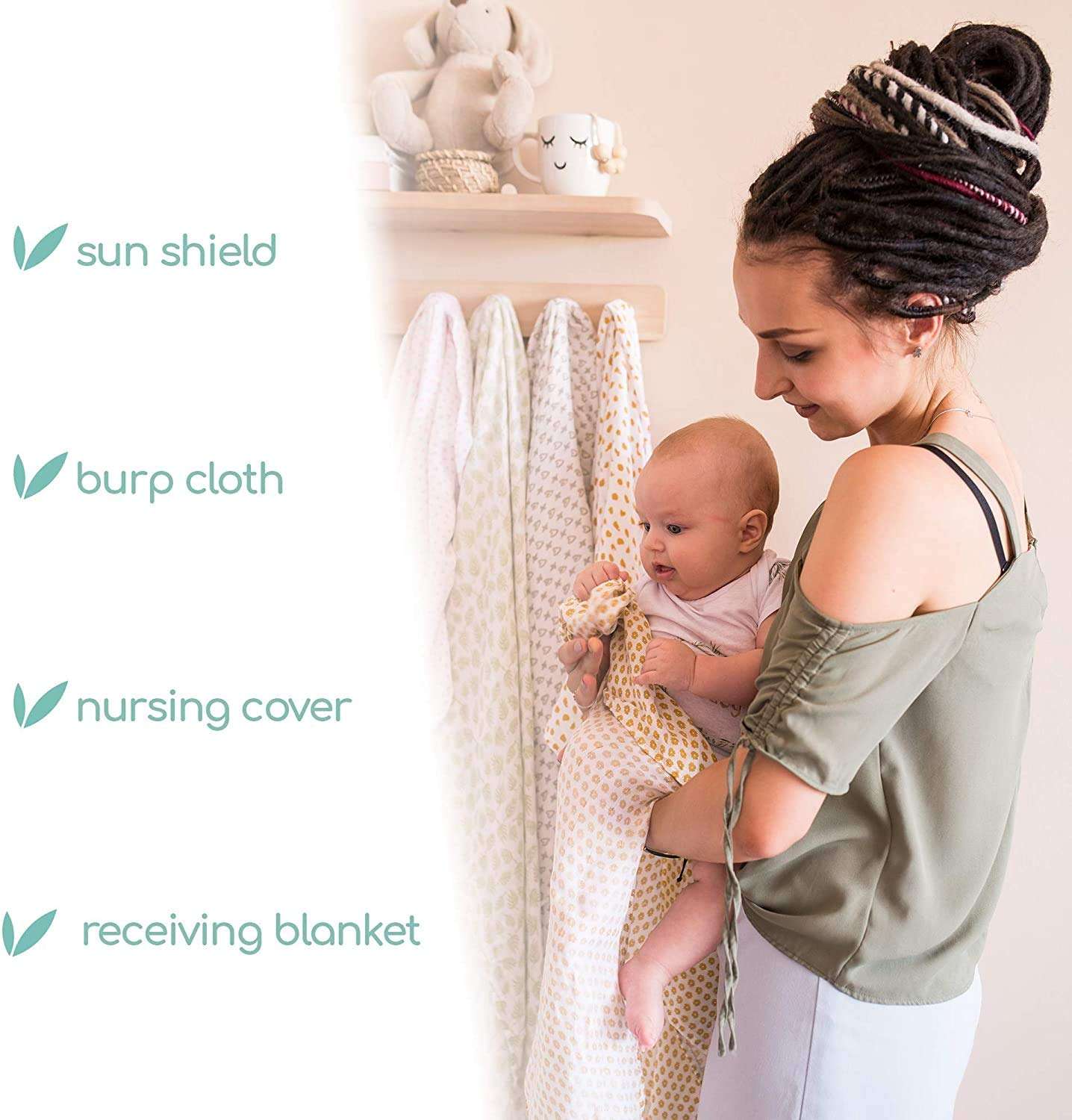 100% Organic Pure Cotton Muslin Baby Swaddle Blanket, Wrap Cloth Cotton Swaddle for Newborn Baby Girl's and Boy's Soft Premium Cotton Swaddle Blanket-Pack of 3 with Size 120X120 CM - World of Grey 4