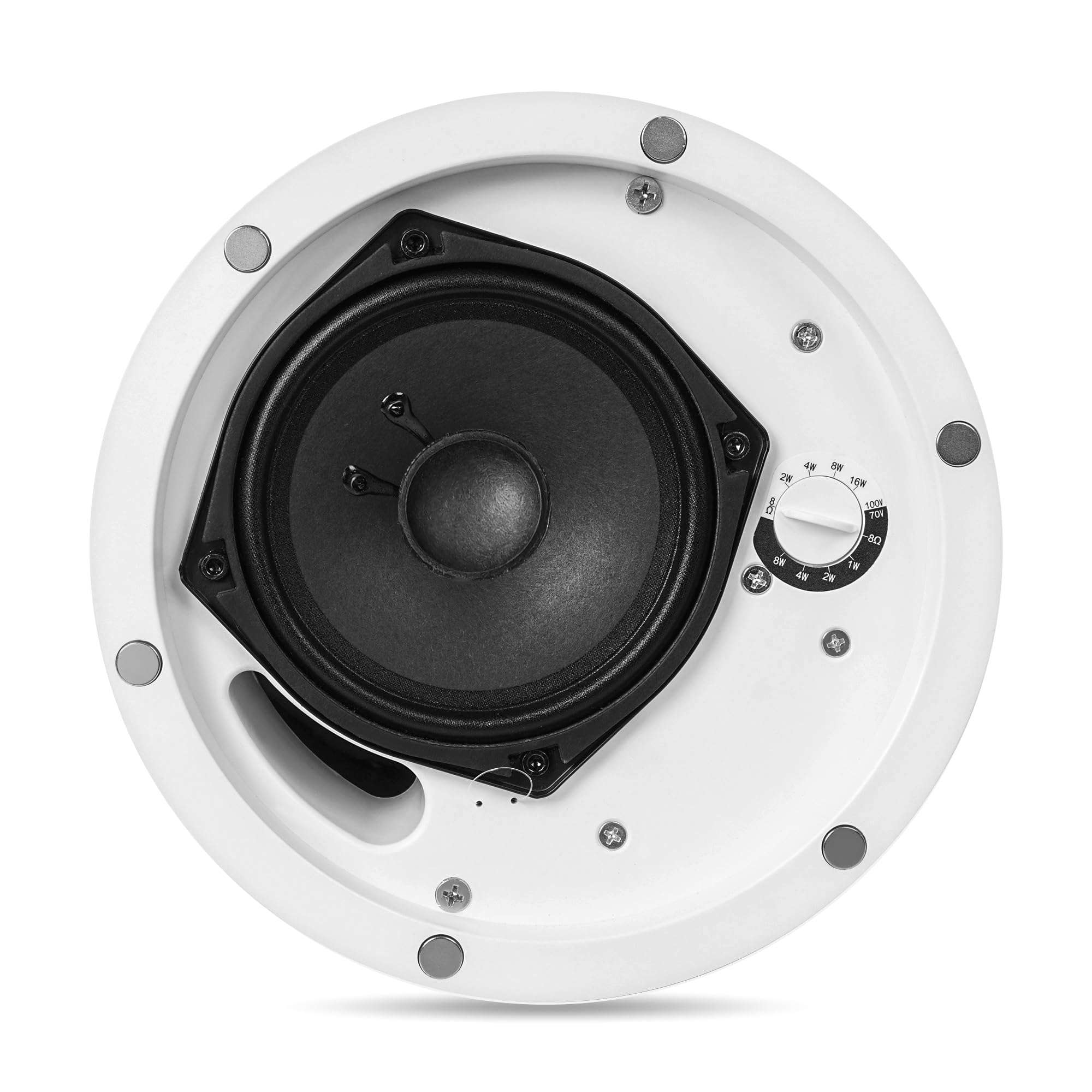 Sound Town Pair of 6.5" Coaxial in-Ceiling Speakers with Metal Backcan and Tile Rails, 70V/100V/8-Ohm Switchable, Magnetic Grill, White (STCS6C-PAIR) 3