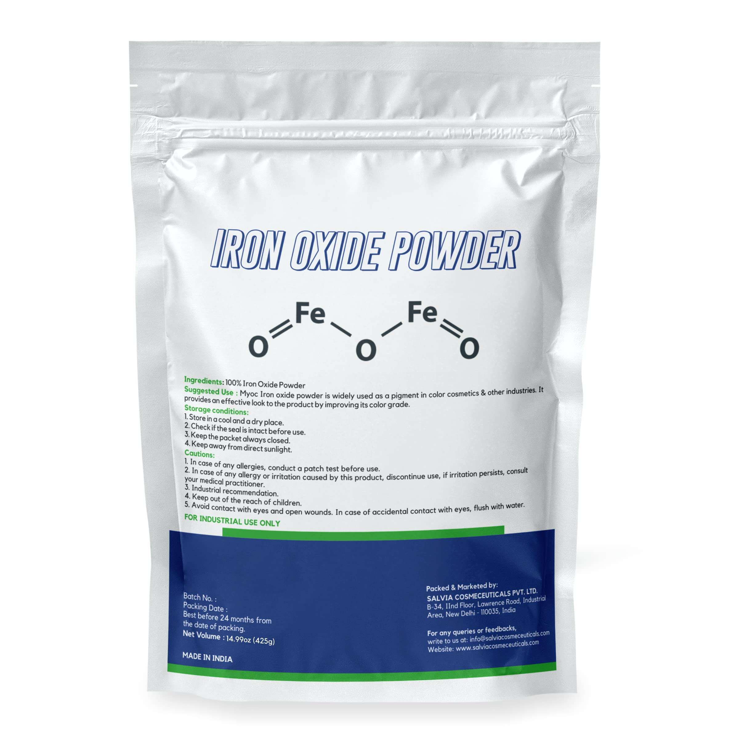 Myoc Iron Oxide Powder – 425 Gm(14.99Oz), Iron Oxide Powder Cosmetic Grade, Iron Oxide Powder for Pigment, Iron Oxide Powder for Sunscreen, Iron Oxide Powder for Makeup, Iron Oxide for Pottery & Slime 3