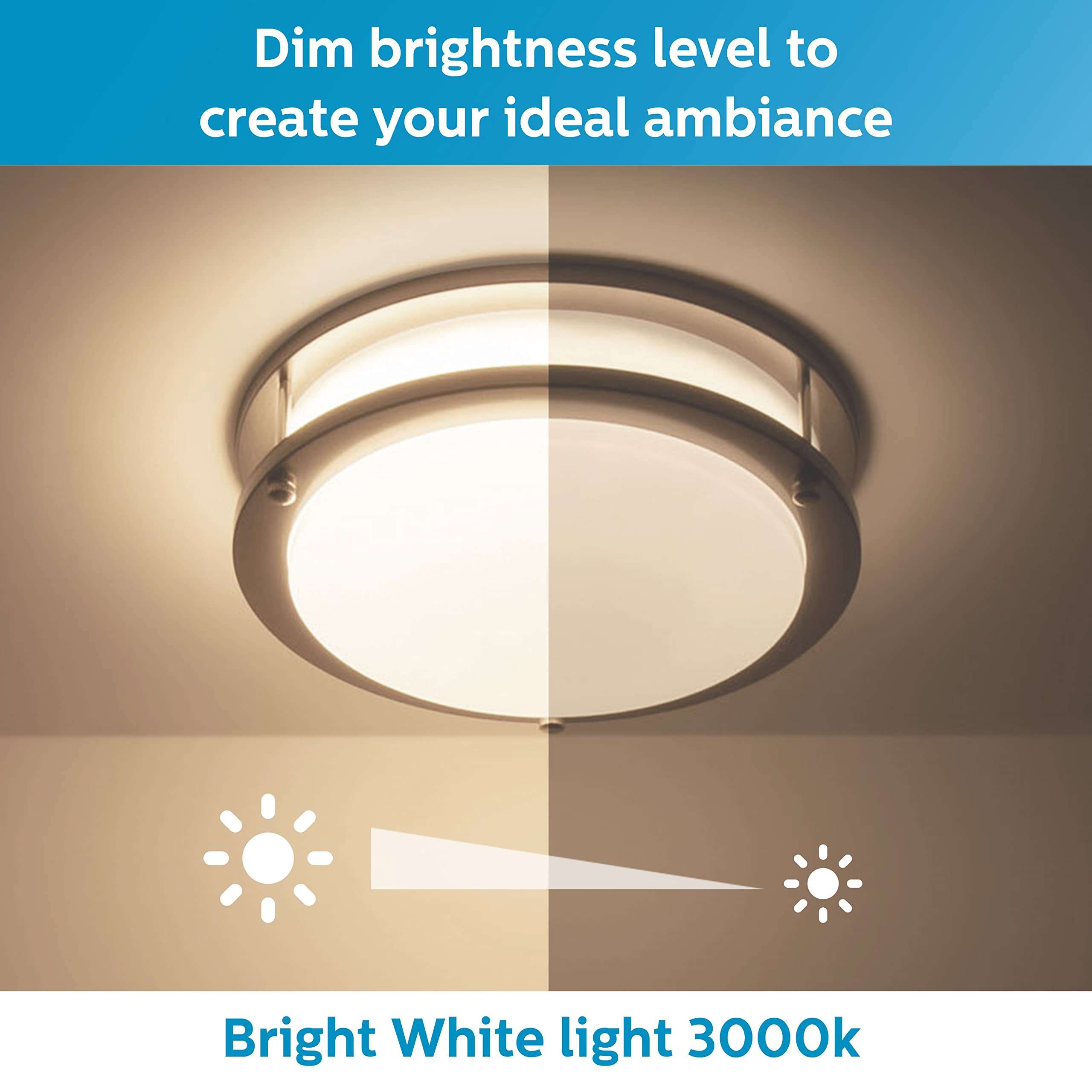 Philips LED Flush Mount Double Ring Ceiling Light 1-Pack Daylight (3000K) 1200 Lumen (16W = 75W) Dimmable Brushed Nickle No Bulbs Required 6