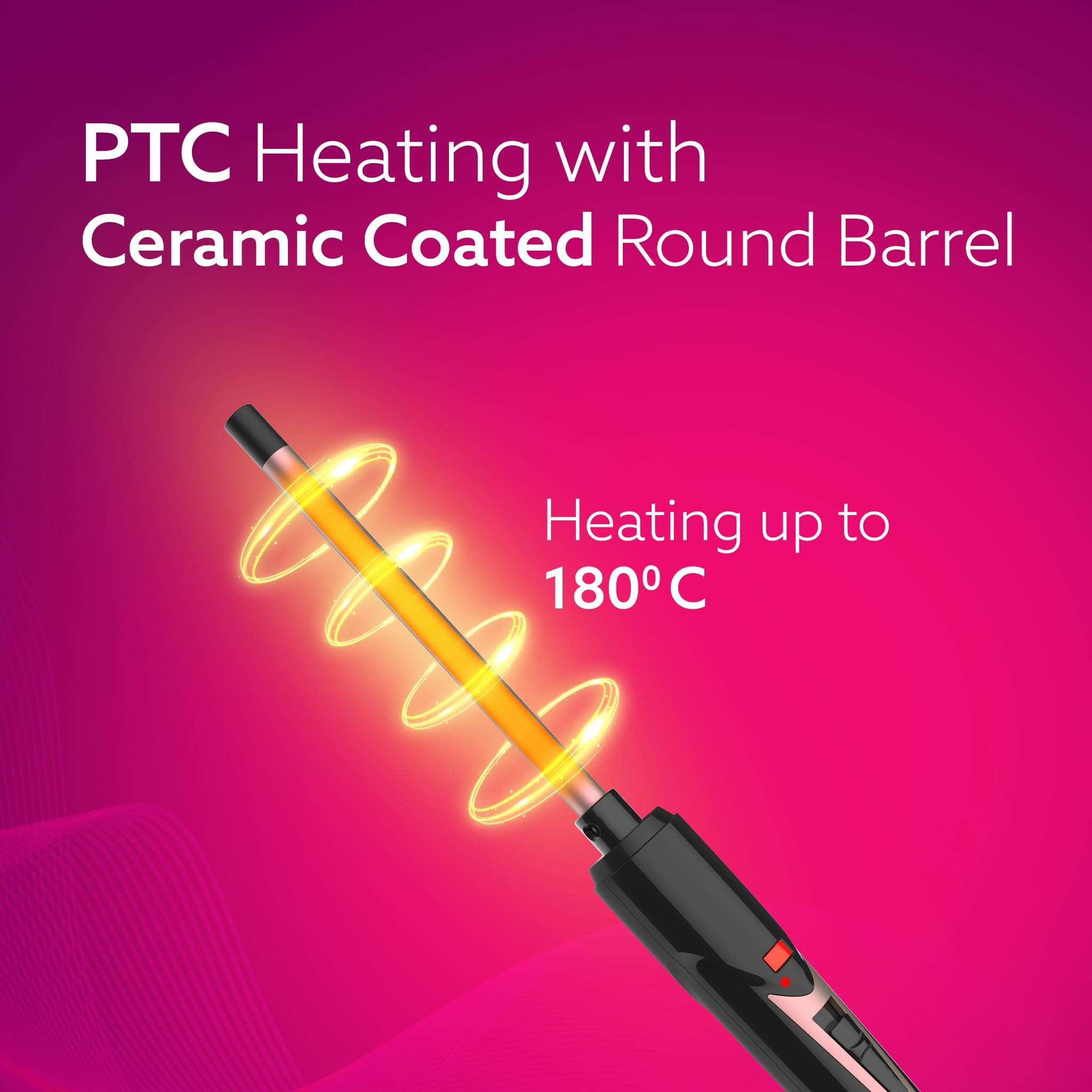 AGARO Round Chopstick Curler, With 10 MM Barrel, Rod, Tong, Chopstick Round Hair Curler, Ceramic Coated Plates, Cool Touch Tip, Fast Heating, For Men Women, Maggie Curl, Styling (HC7017, Rose Gold & Black). 4