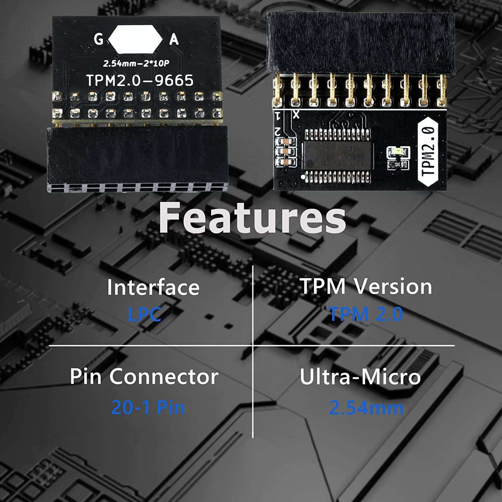 TPM 2.0 Encryption Security Module, 20Pin 2 10P Module for Win11, Standalone Crypto Processor TPM 2.0 Module for Computer Motherboard Replacement 4