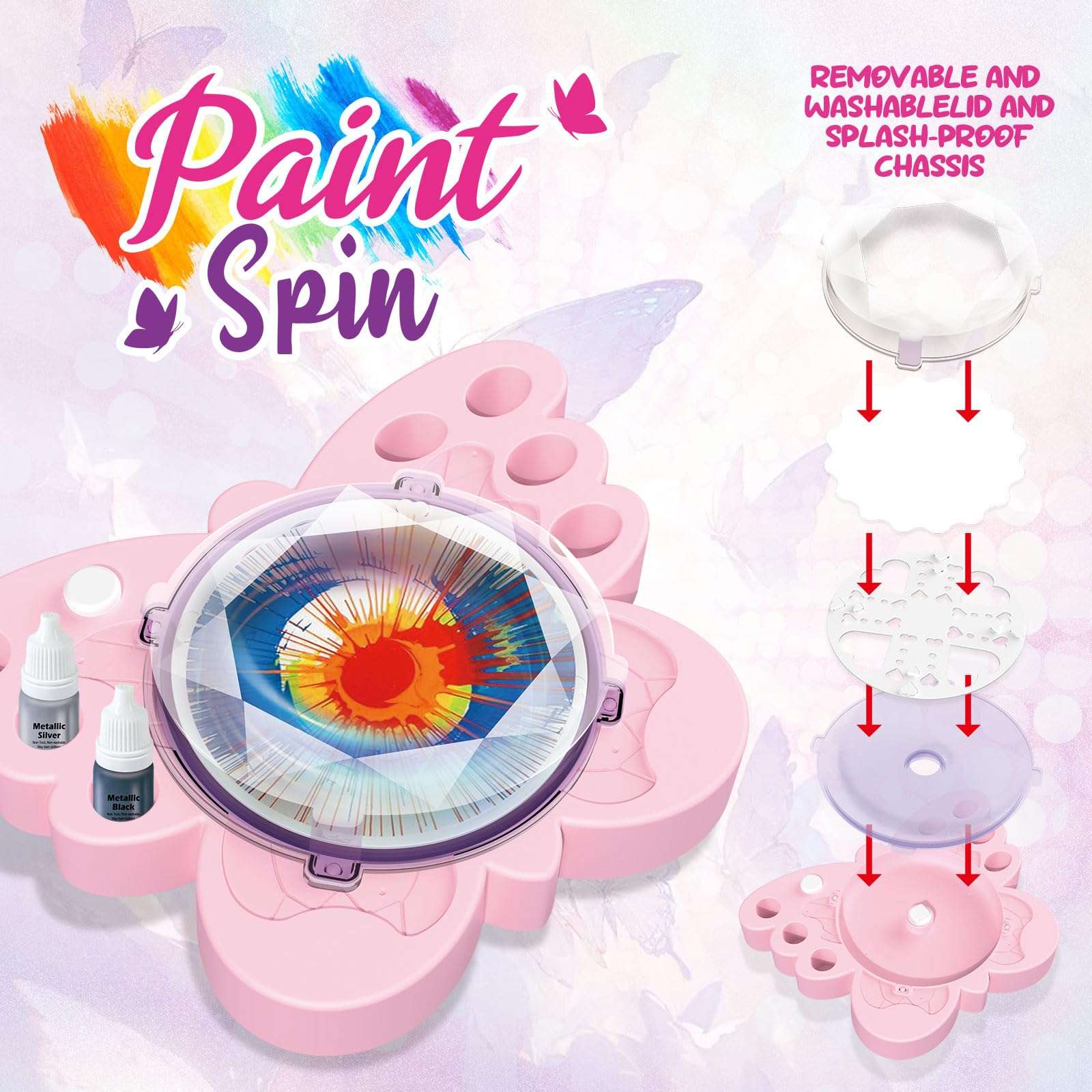 Paint Spin Art Machine Kit for Girls & Boys, Arts & Crafts for Kids, Art Drawing Supplies, Painting Kits,Ideal Gift for 4 5 6 7 8-12 Years Old 3