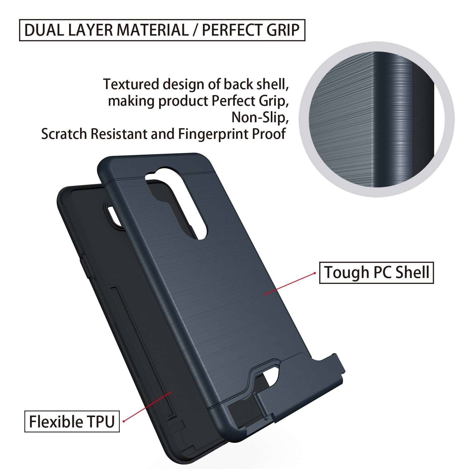 NiuBox LG G7 Case,LG G7 ThinQ Case, Armor [Card Slot Wallet] [Kickstand] Full Body Shock Absorption Protective Phone Case Cover for LG G7+ ThinQ,LG G7 Plus ThinQ (2018 Verizon) Navy Blue 5