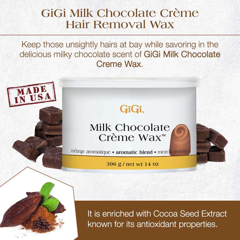 GiGi Milk Chocolate Crème Hair Removal Wax - Soft Wax for Coarse Hair, with Cocoa Seed Extract, Waxing Formula for Face, Body & Sensitive Skin, 14 oz 2