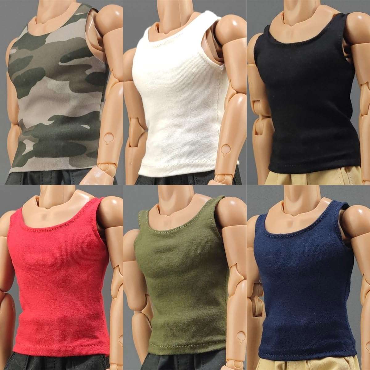 Panchitalk 1/6 Scale Soldier Tank Top Sport T-Shirt Sleeveless Vest Clothes for 12'' Male Action Figure Body(Black) 4