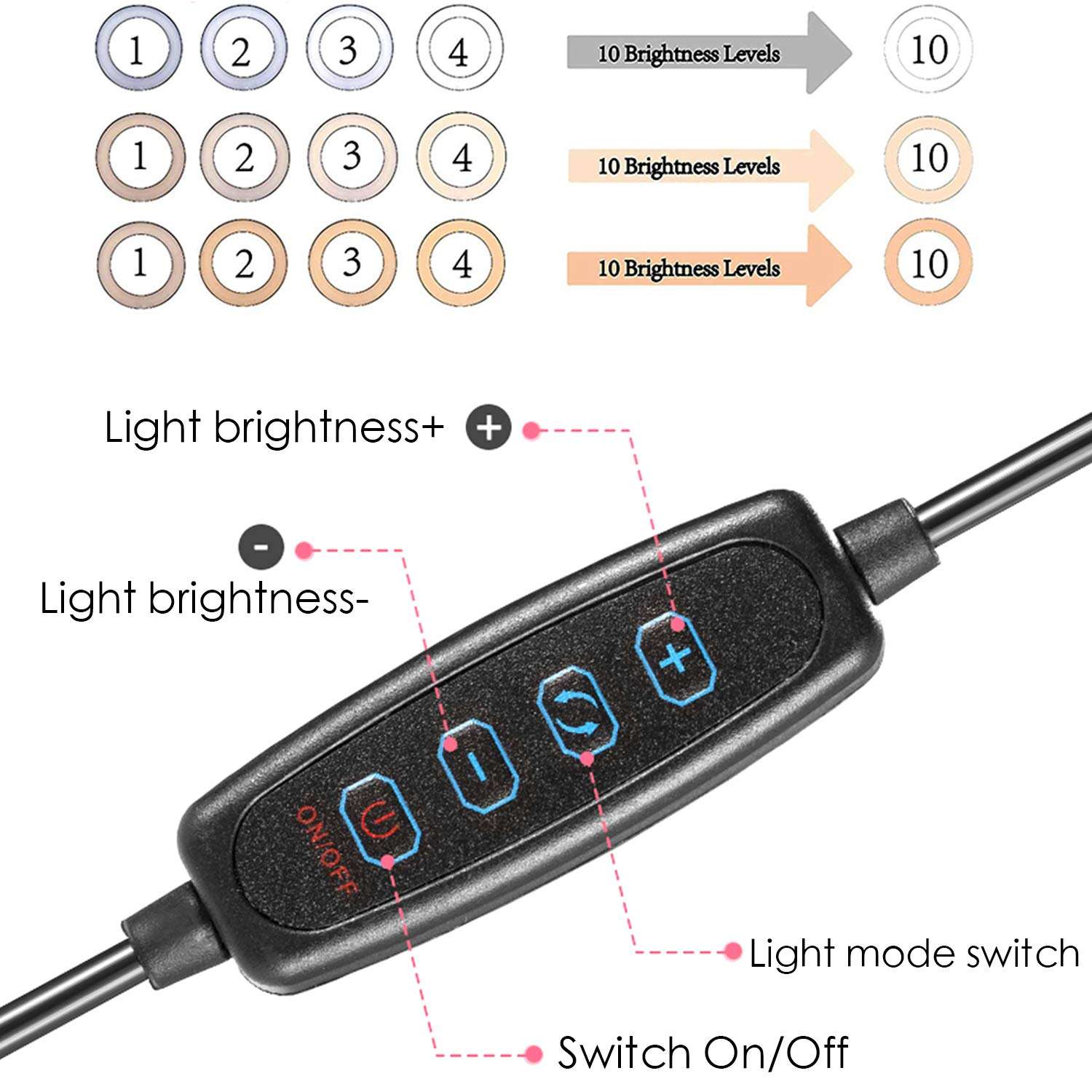 ATPATT 6.3in ring light, with tripod mobile phone holder, LED selfie ring light, with 3 lighting modes and 11 brightness levels, desktop ring light, for YouTube video/photography/makeup live broadcast 4
