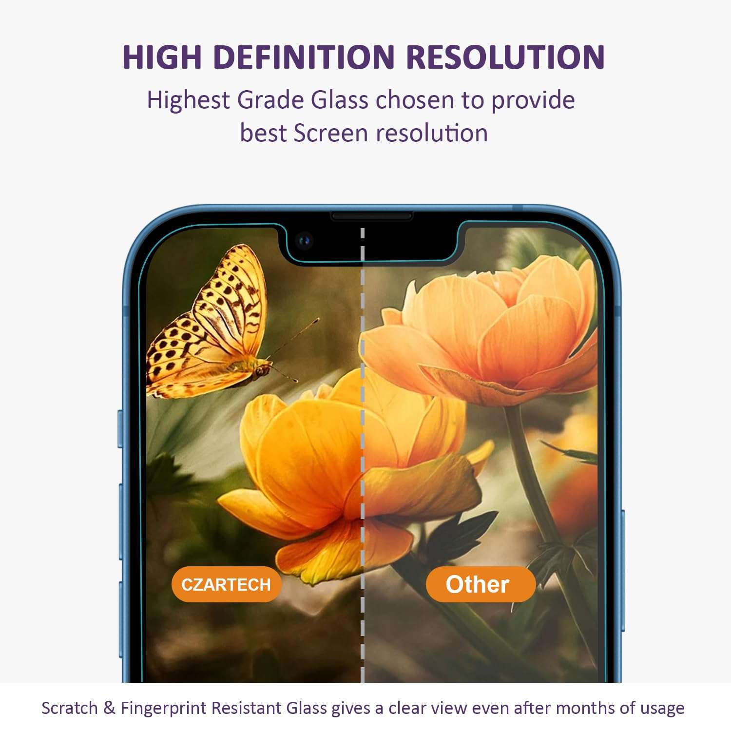 CZARTECH Tempered Glass Screen Guard For Iphone 13 Pro Max | Iphone 14 Plus With Easy Cleaning Kit (Pack Of 1) For Cellphone 5