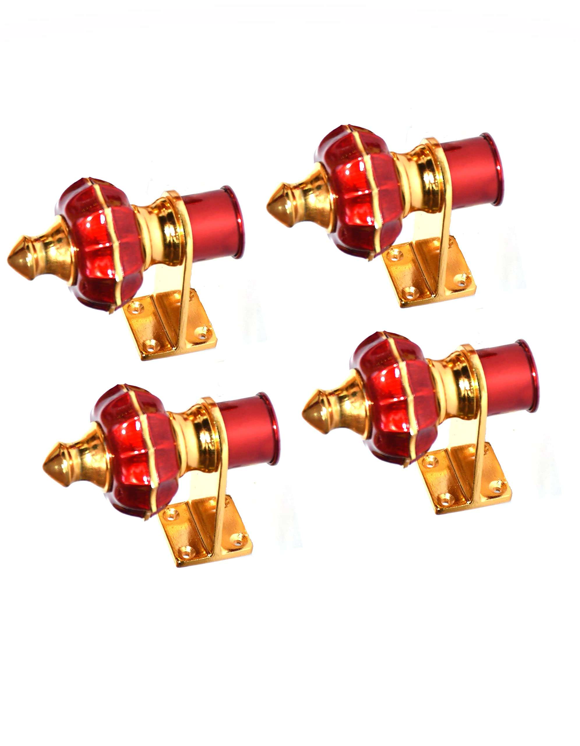 GHAR DWAR Ghardwar (Pack of 2 Pair) Zinc Alloy Antique Mandir 12 Pehel Cherry Gold Finish Curtain Bracket Window Curtains Holder Support for Window & Door Fitting 1