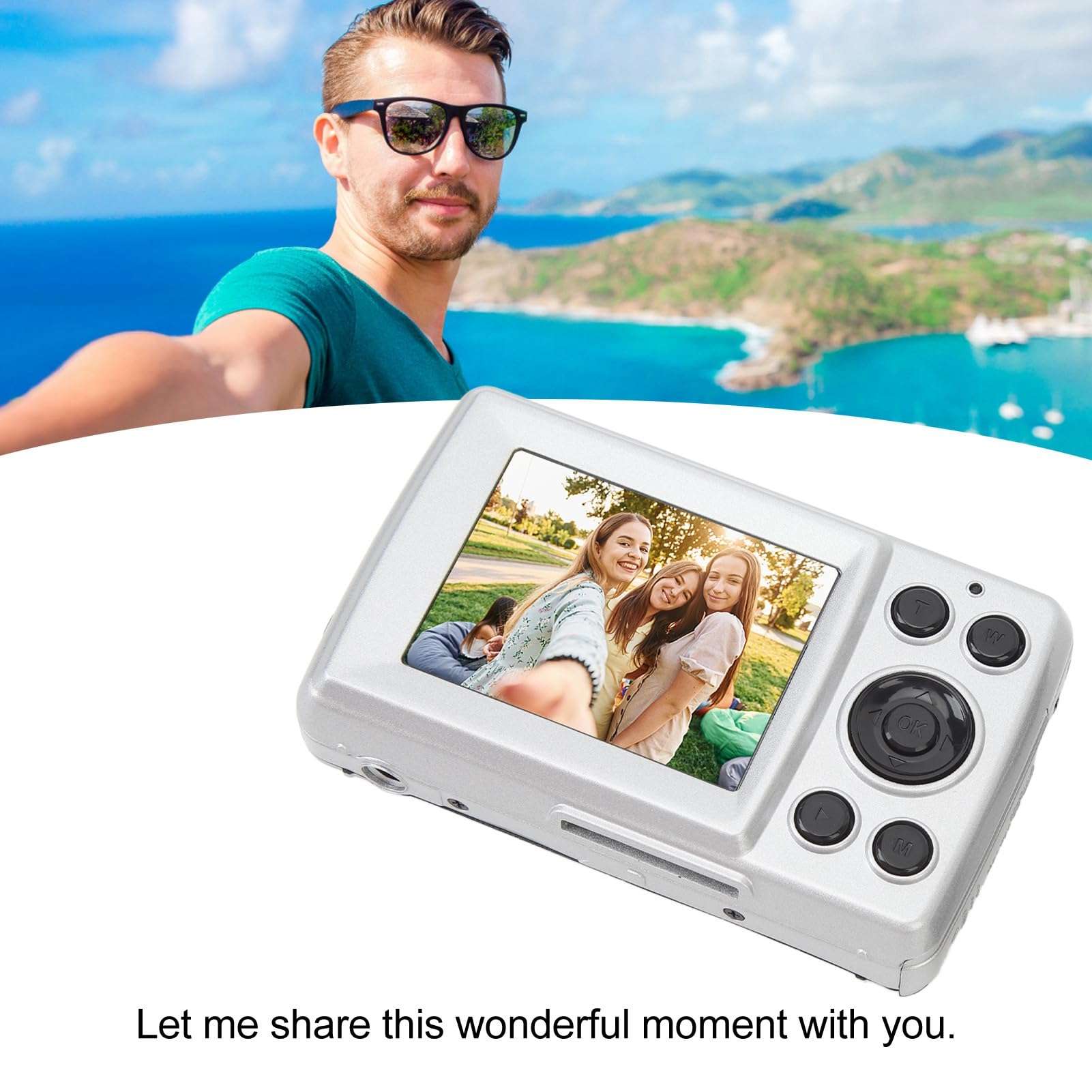Digital Camera, 1080P 16X Digital Zoom Point and Shoot Camera for Photography & Video, 2.4 Inch Display Screen, Anti Shake, for Students, Beginners (White) 6