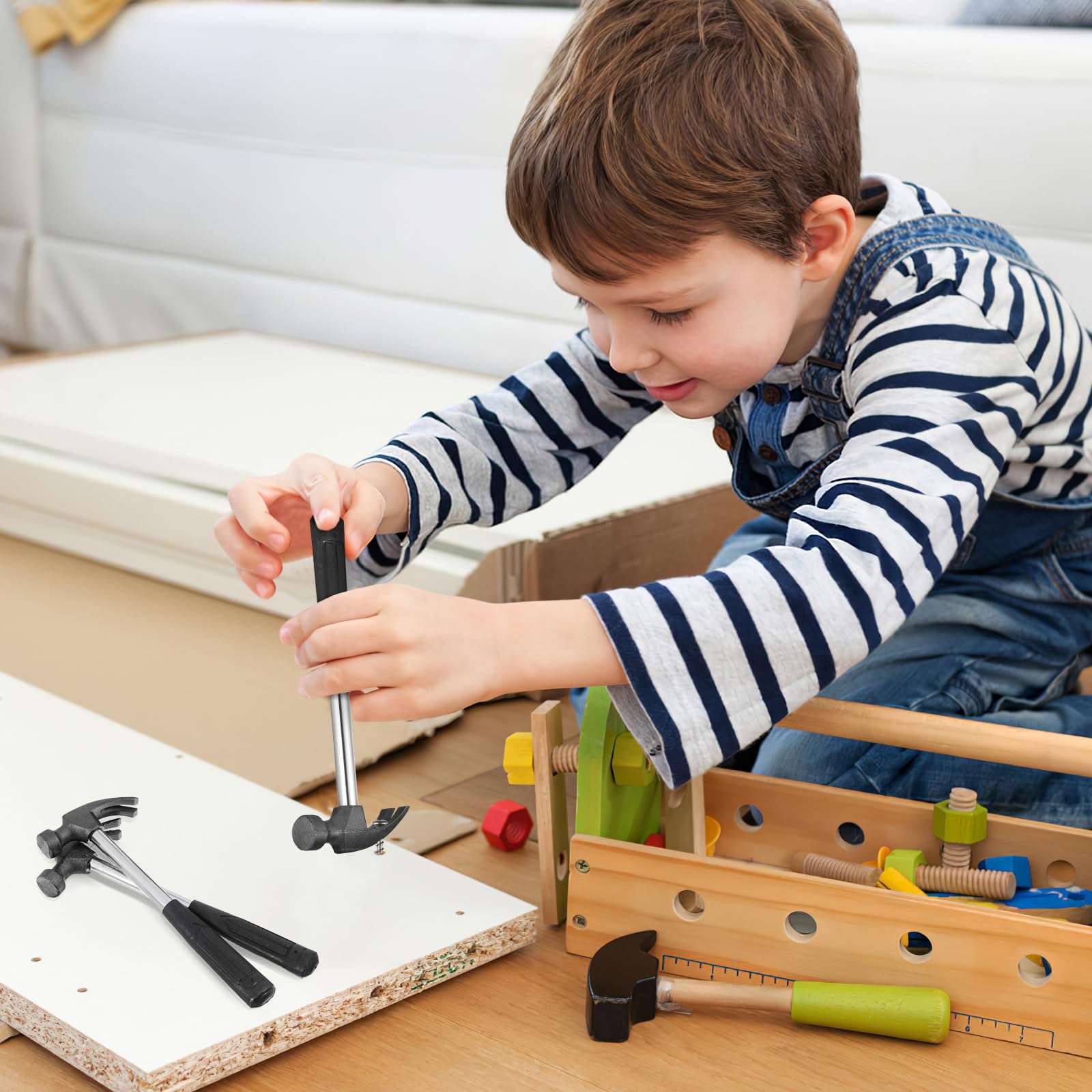 DECHOUS 5pcs Mini Claw Hammer Set, Mini Hammer with Non-slip Rubber Handle And Steel Head for Home Diy Crafts 3