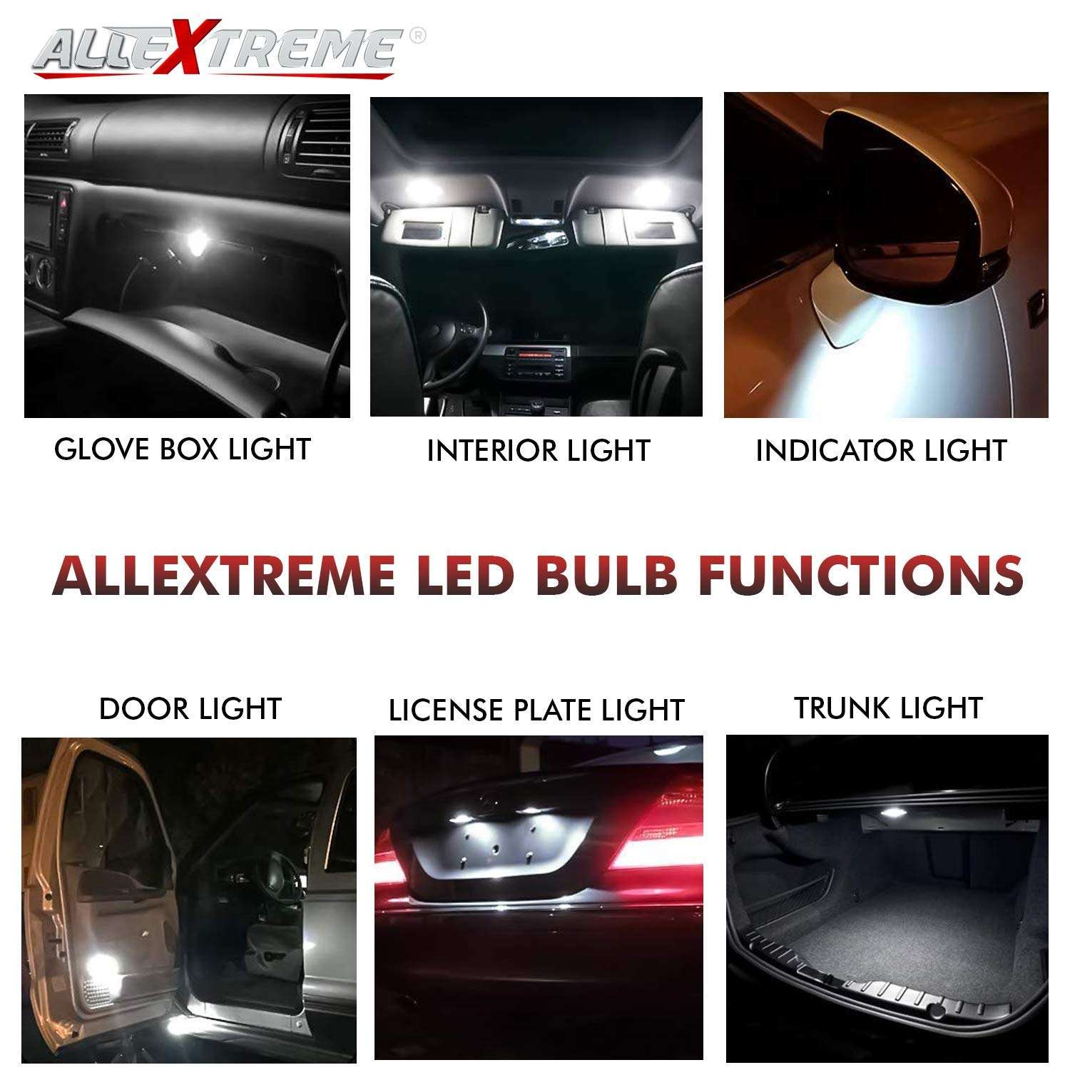 Allextreme EX10S1W 10 LED Universal Car Interior Super Bright Roof Light Reading Dome Bulb Lamp with Festoon Holder (5W, White, 1 Pc) 3