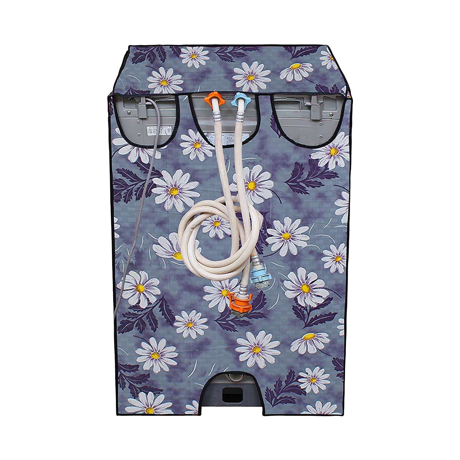 Wings Star Polyester Lg Top Load Washing Machine Cover For 6Kg,6.2Kg,6.5Kg,7Kg (58 X 58 X 88 Cm)|Waterproof&Dust-Proof Top Loading Fully Automatic Washing Machine Cover For Lg,Kum10 Floral Pattern 5