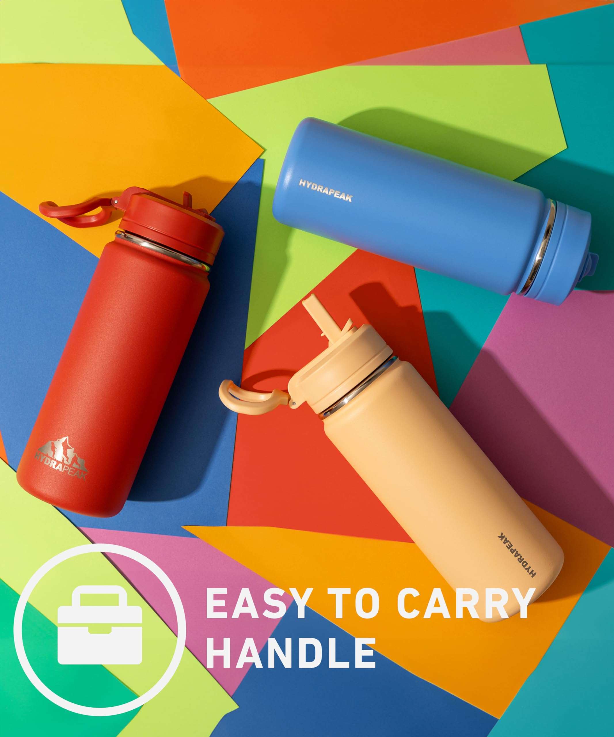 Hydrapeak Mini 20oz Water Bottle with Straw Lid, Stainless Steel Double Wall Insulated Water Bottle | Leak-Proof and Spill-Proof Water Bottle, Cold for 24 Hours (Navy) 6