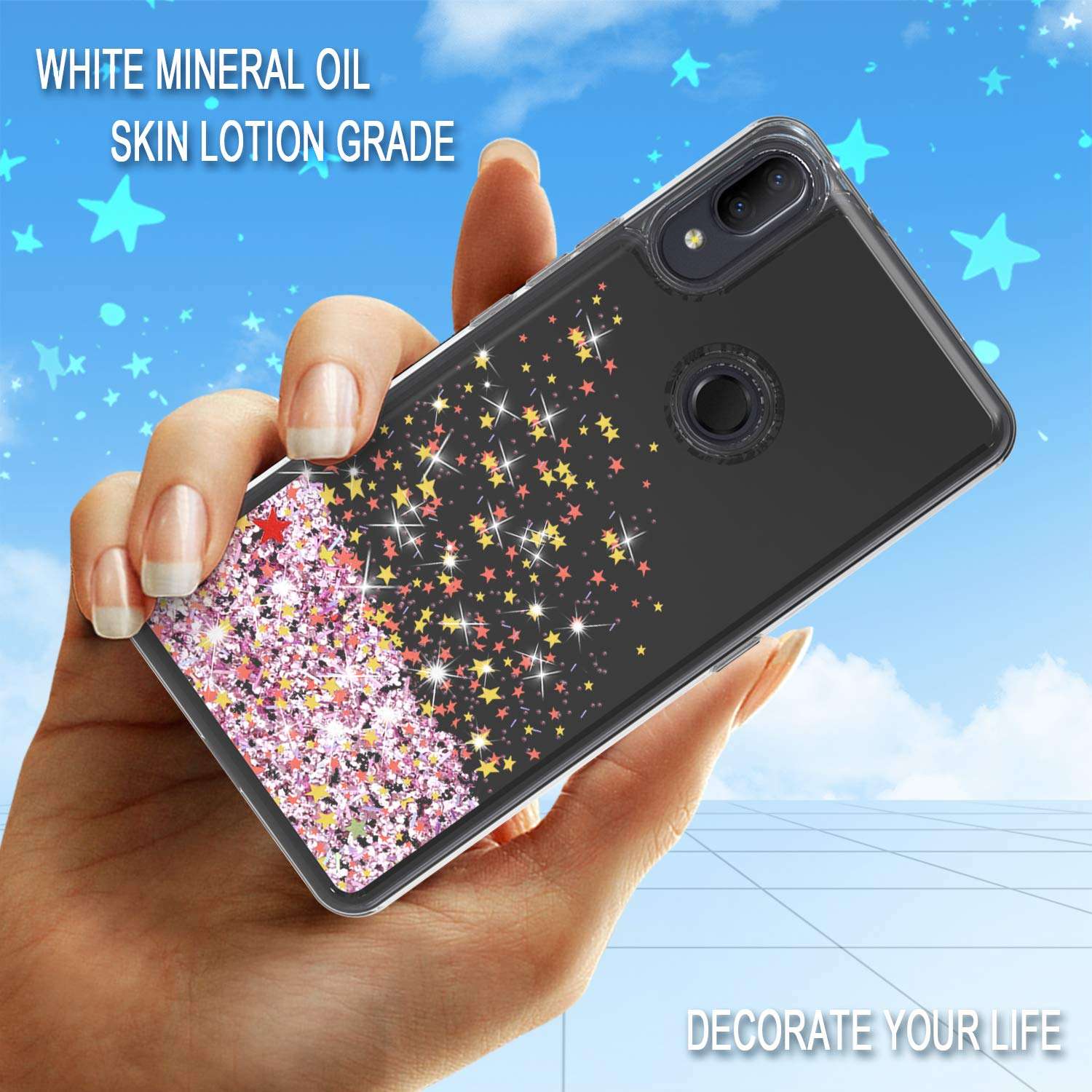 Wtiaw:Alcatel 3V 2019 Case,Alcatel 3V (2019) 5032W Case,Alcatel 5032W Case,Alcatel 3V 2019 Phone Case,Flowing Liquid Floating Ultra Thin Shock Absorption Case for:Alcatel 3V 2019-SA Pink 6