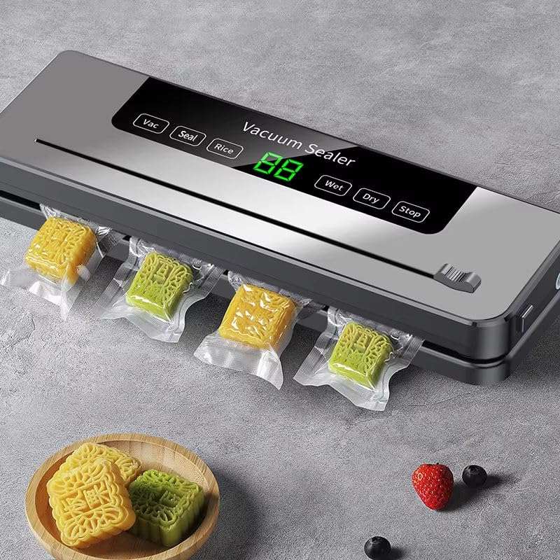 ENEM Vacuum Sealer Machine for Packing with Cutter, Sealing Machine for Food Packets, 60kpa Automatic Dry & Wet Air Packet Sealer Machine,1 Year Warranty from enem, With Free 10 Vacuum Pouches 4