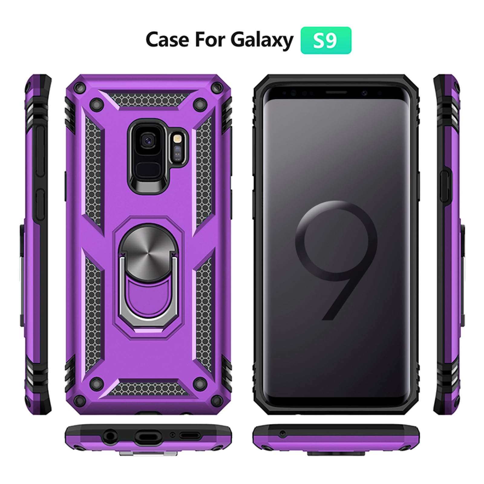 Samsung Galaxy S9 Case, Samsung S9 Case, Military Grade Protective Cases with Ring for Samsung Galaxy S9 (Purple) 3