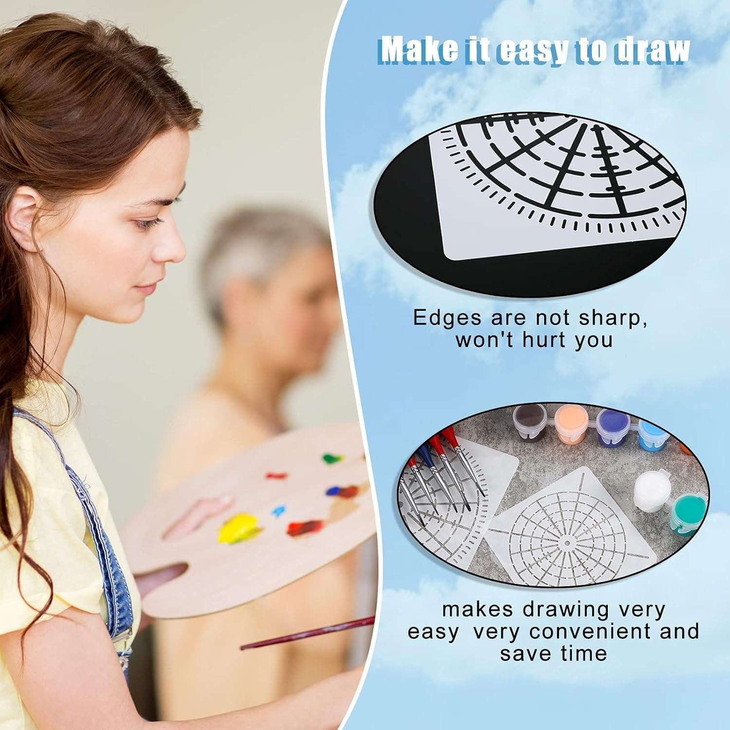 DEVASYA CRAFTS 12 Pieces Mandala Dot Painting Stencils 3.5|5.1|5.8|7.9 in Reusable Stencils Segment Mandala Template for DIY Wall Tile Paper Fabric Glass Metal Art|4 Sizes 4