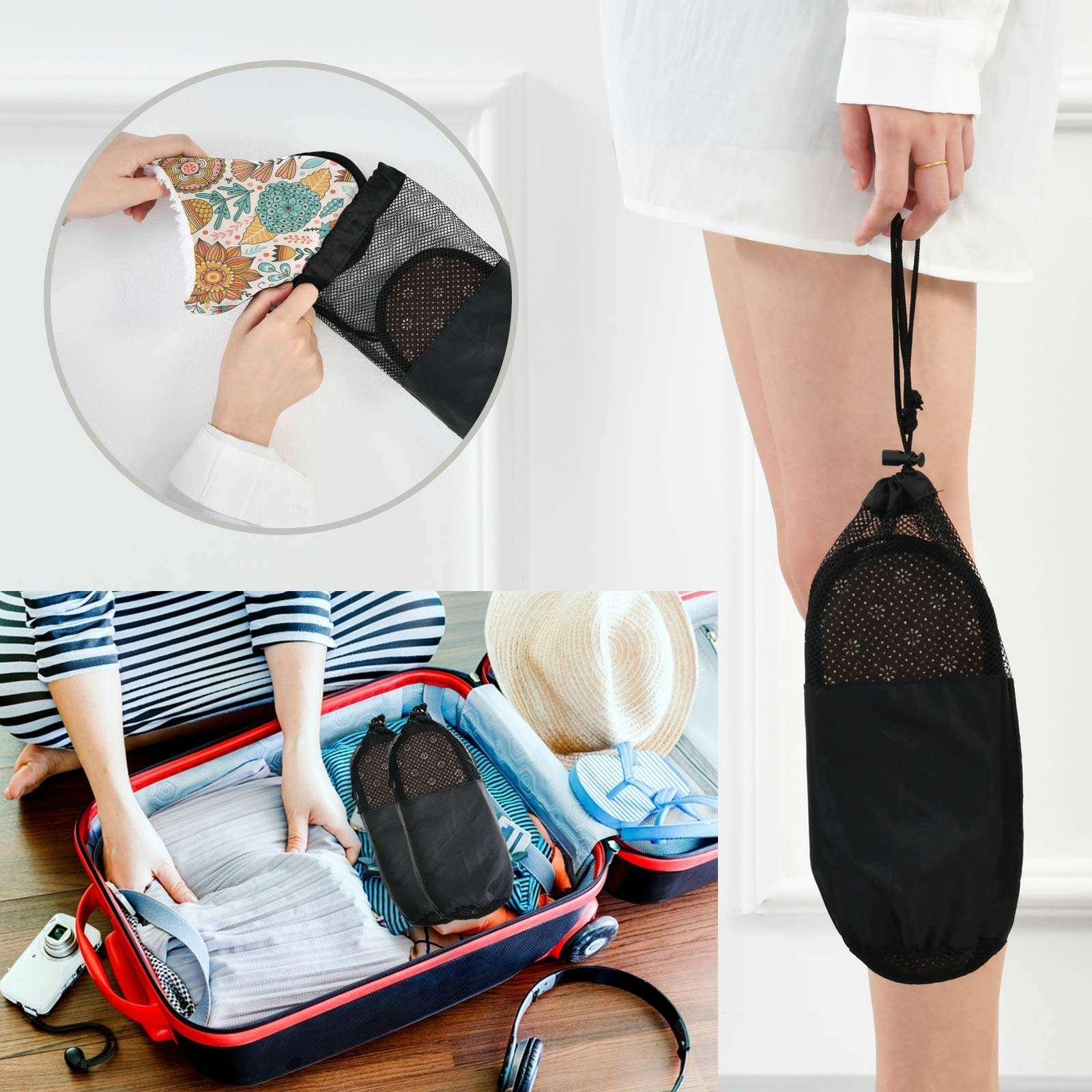 KLL Memory Foam Cotton House Slippers Botanic Texture Detailed Flowers Women's and Men's Casual Shoes, Soft Coral Fleece Lined, Indoor and Outdoor,Medium 5