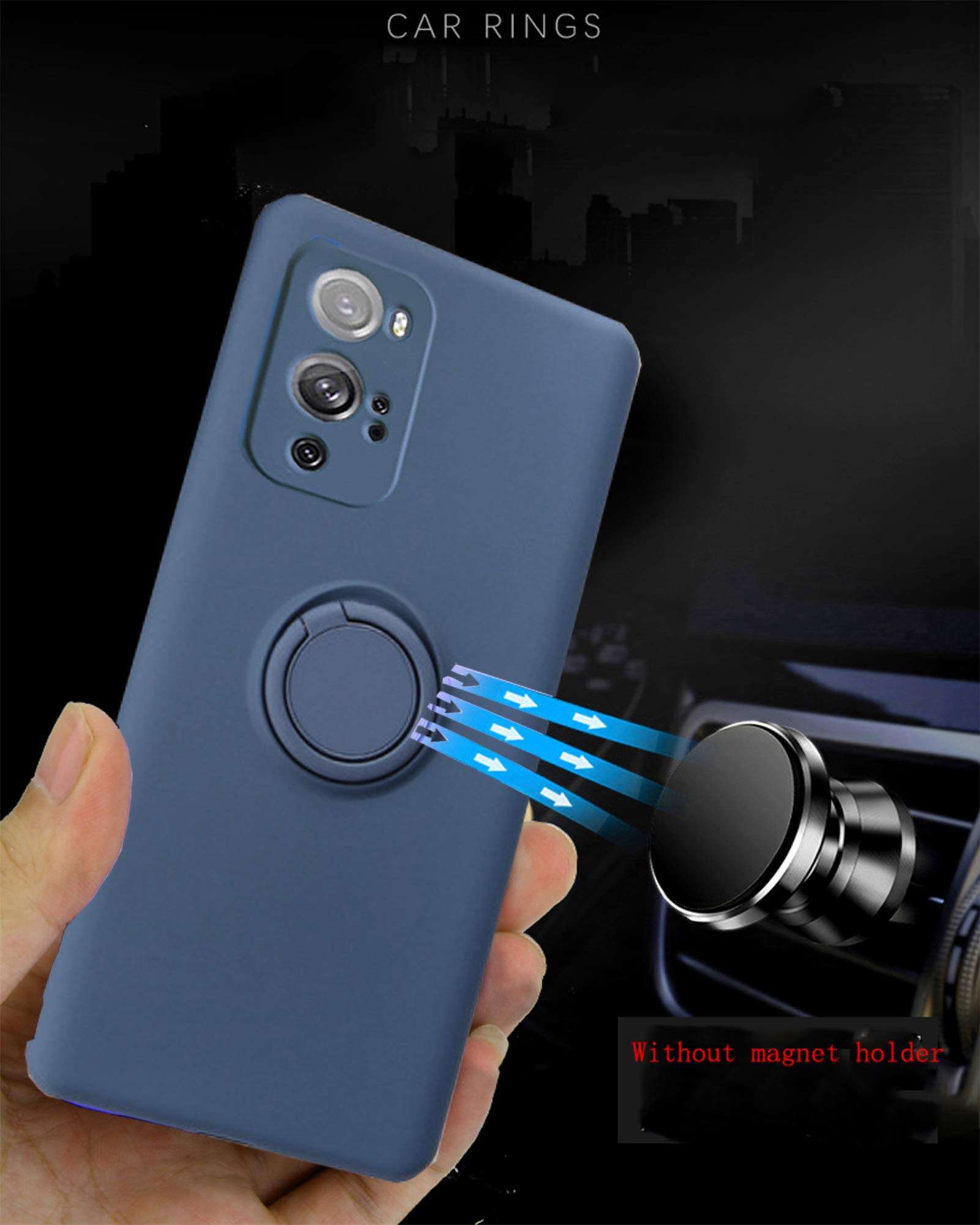 OnePlus 9 Pro Case,Soft Feel Silicone TPU Shockproof,Metal Ring Kickstand Case,Super Durable Protection Slim Case,Car Magnetic Case,for OnePlus 9 Pro (Black) 2