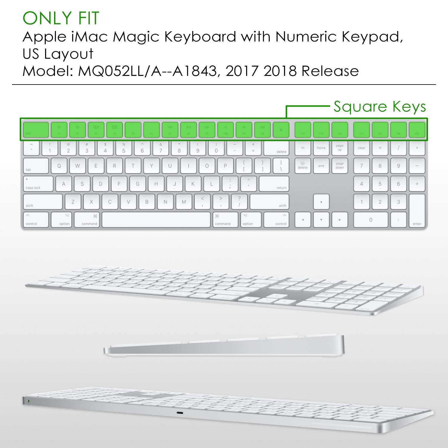 All-inside Ombre Gray Cover for Apple iMac Magic Keyboard with Numeric Keypad MQ052LL/A A1843 US Layout 2