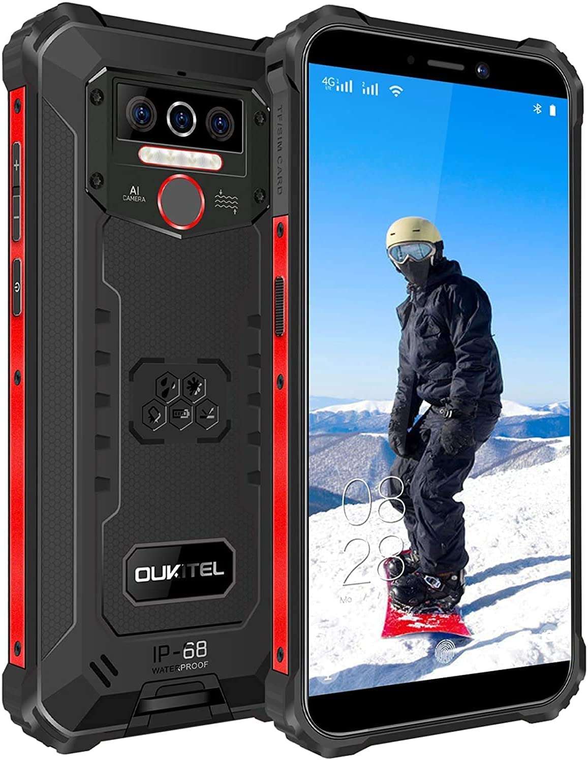 OUKITEL WP5 Pro Rugged Cell Phone, 4GB+64GB Unlocked Smartphone, 8000mAh Battery IP68 Waterproof Rugged Smartphone, Android 10.0 4G LTE Dual-SIM 5.5inches Face ID Fingerprint