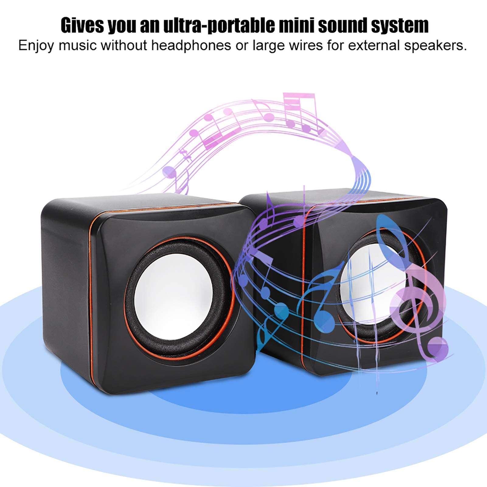 Mini Wired Speaker, 3.5mm Jack, USB Port, PC Computer, MP3, MP4, for Laptop(Two-Channel) 6