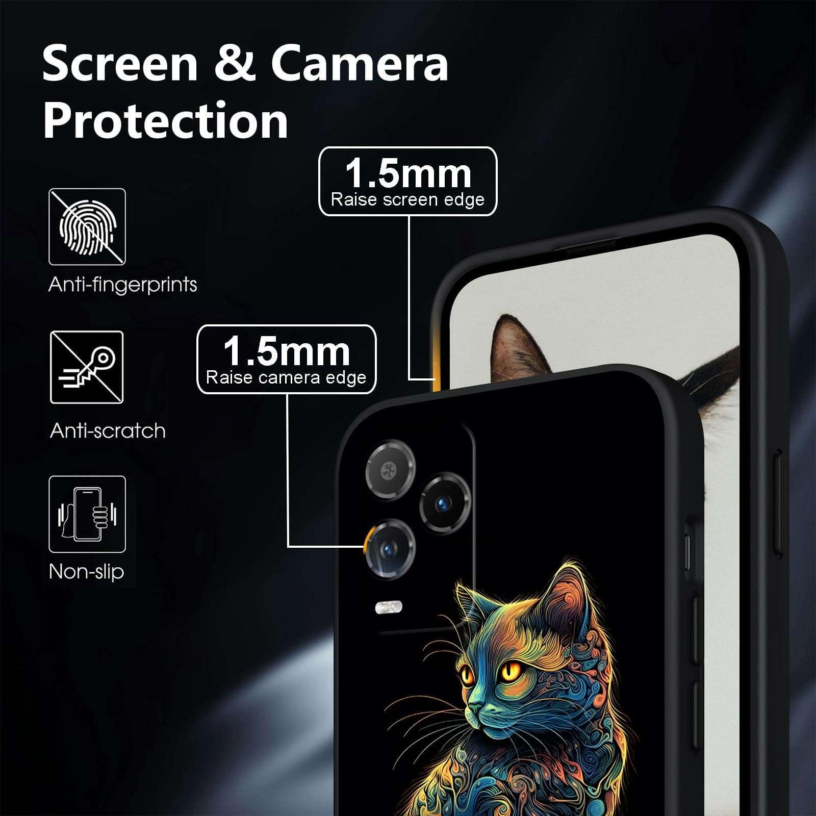 DHYYDSQZ for BLU View 5 Pro Phone Case for BLU View 5 Pro B170D with Cute Art Cat Design Slim Shockproof Soft TPU Silicone Cover [Square Edges] [Camera Protection] Case for BLU View 5 Pro 6.75" 2024 3