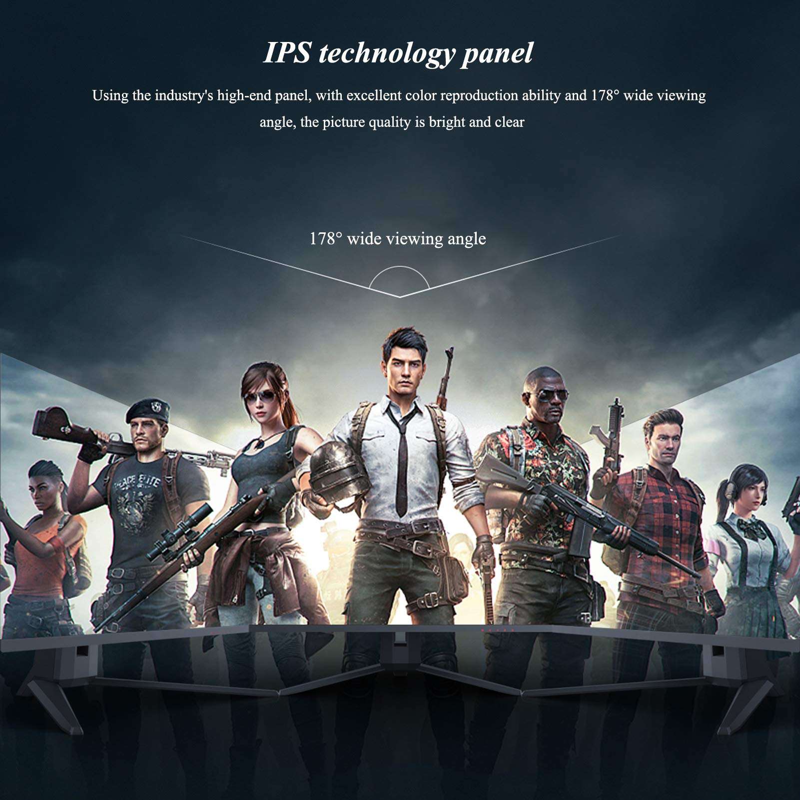 ZZYH 24" 144Hz IPS Monitor - 1920 * 1080, 1ms, FreeSync, HDMI, DisplayPort, VGA, Filter Blue Light, No Flicker, Ultra-Narrow Bezel Computer Curved Display Screen, Suitable for Xbox, PS4 4