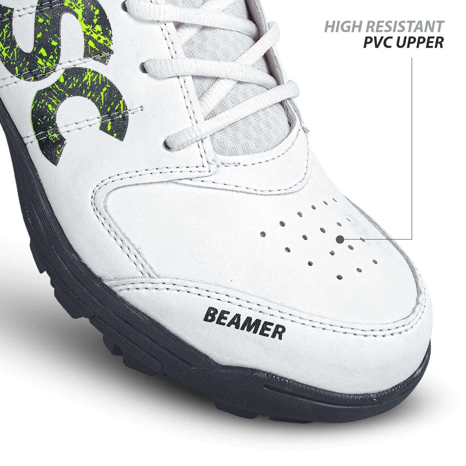 DSC Beamer Cricket Shoe for Men & Boys (Light Weight | Economical | Durable | Size UK: 11) Grey-White 4