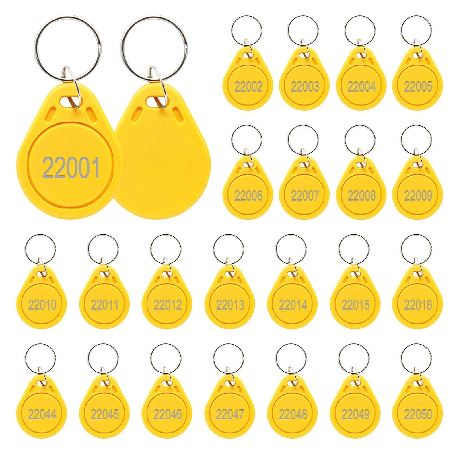 50PCS 26 bit Prox Keyfobs Proximity Fobs Frequency 125KHZ H-ID Compatible with Prox Key ISOProx 1326 1386 1346 1386 H10301 Format Card Readers Machine & Vast Majority of Access Control Systems,Yellow 1