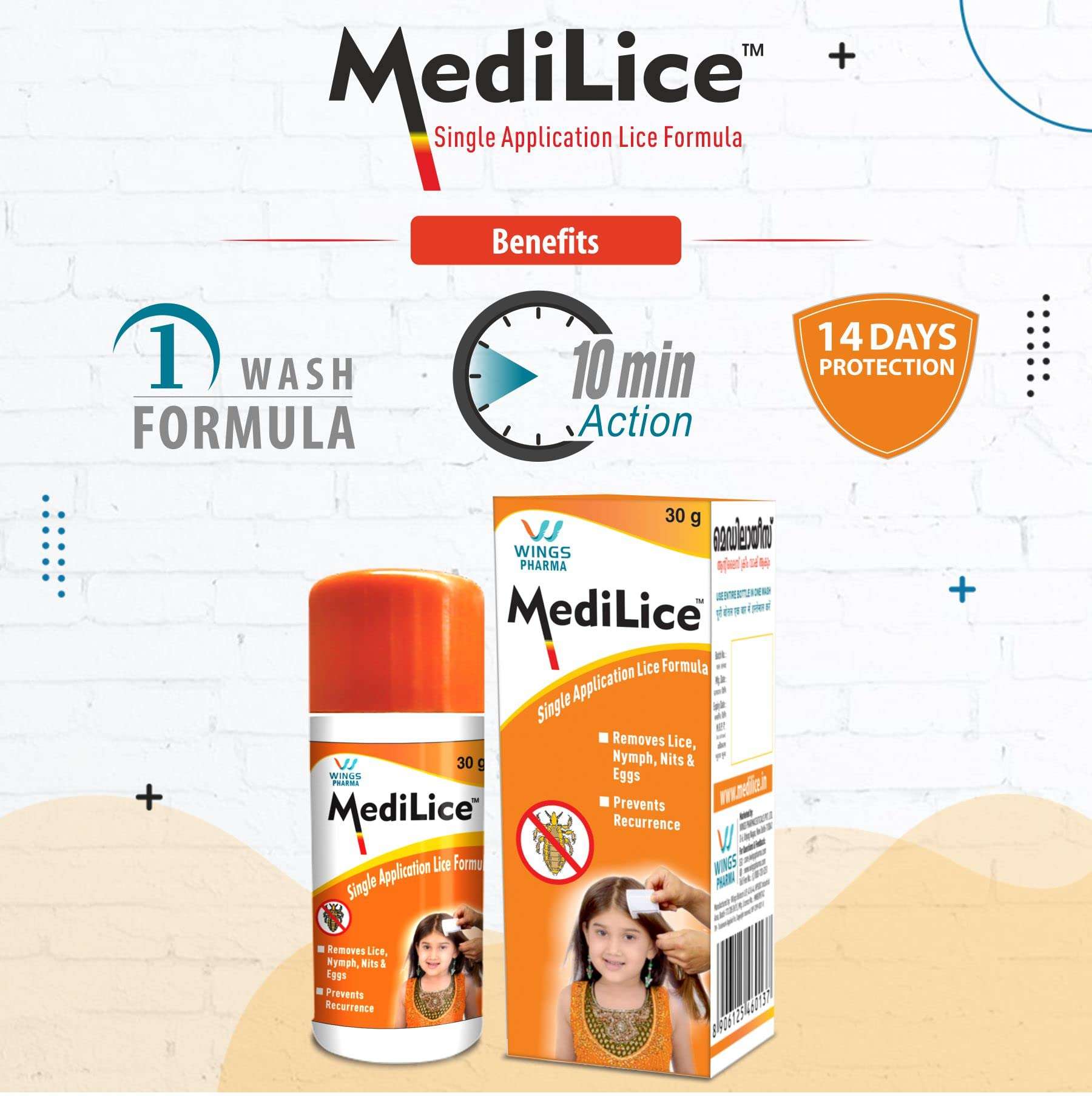 Medilice Anti Lice Cream Wash (30 Ml X Pack Of 6 = 180 Ml) - Single Application Lice Formula 4