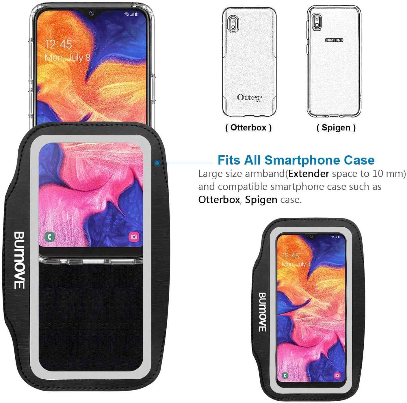 Galaxy A10e/A6 Armband, BUMOVE Gym Running Workouts Sports Cell Phone Arm Band for Samsung Galaxy A10e/A6 with Key/Card Holder (Black) 6