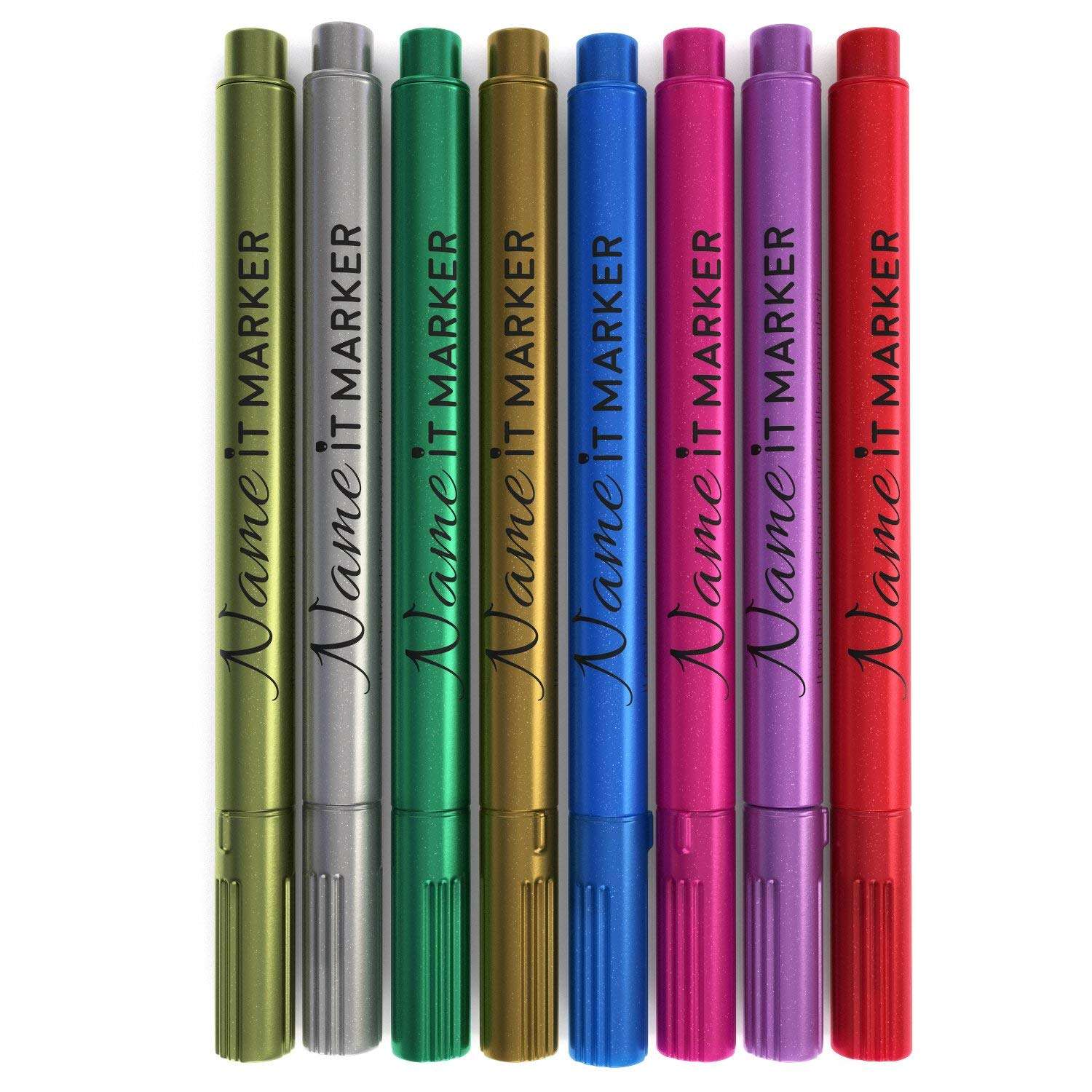Name It Marker, Metallic Wine Glass Pens, Food Grade Ink in Fun Colors! Personalize Your Drinks Like Wine Charms , Set of 8 5