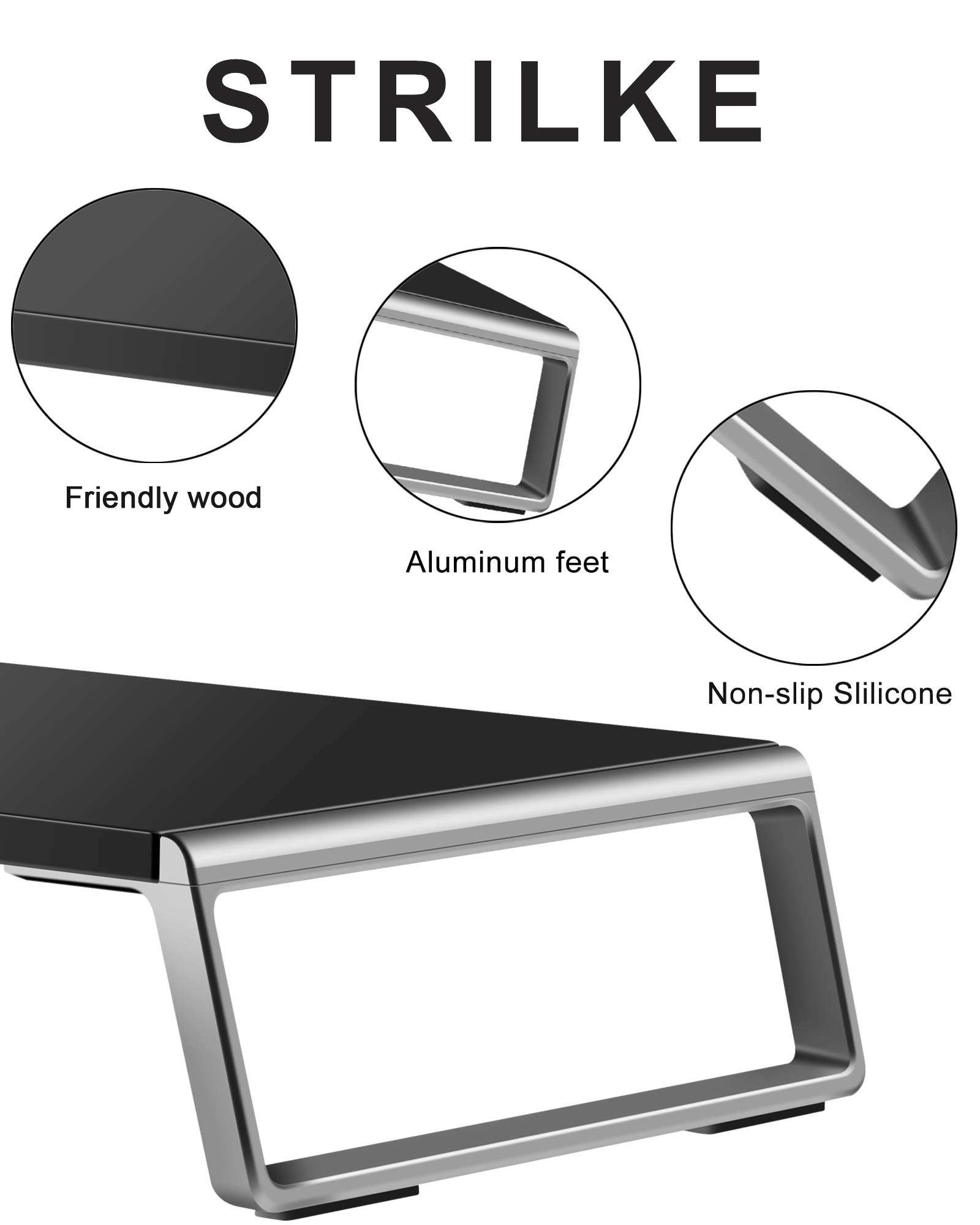 AboveTEK Monitor Stand Riser with Metal Feet for Computer Laptop iMac TV LCD Display Printer, Computer Riser with Desk Organizer 20 x 9.5 inch Office Supplies Platform Save Space-Black 2