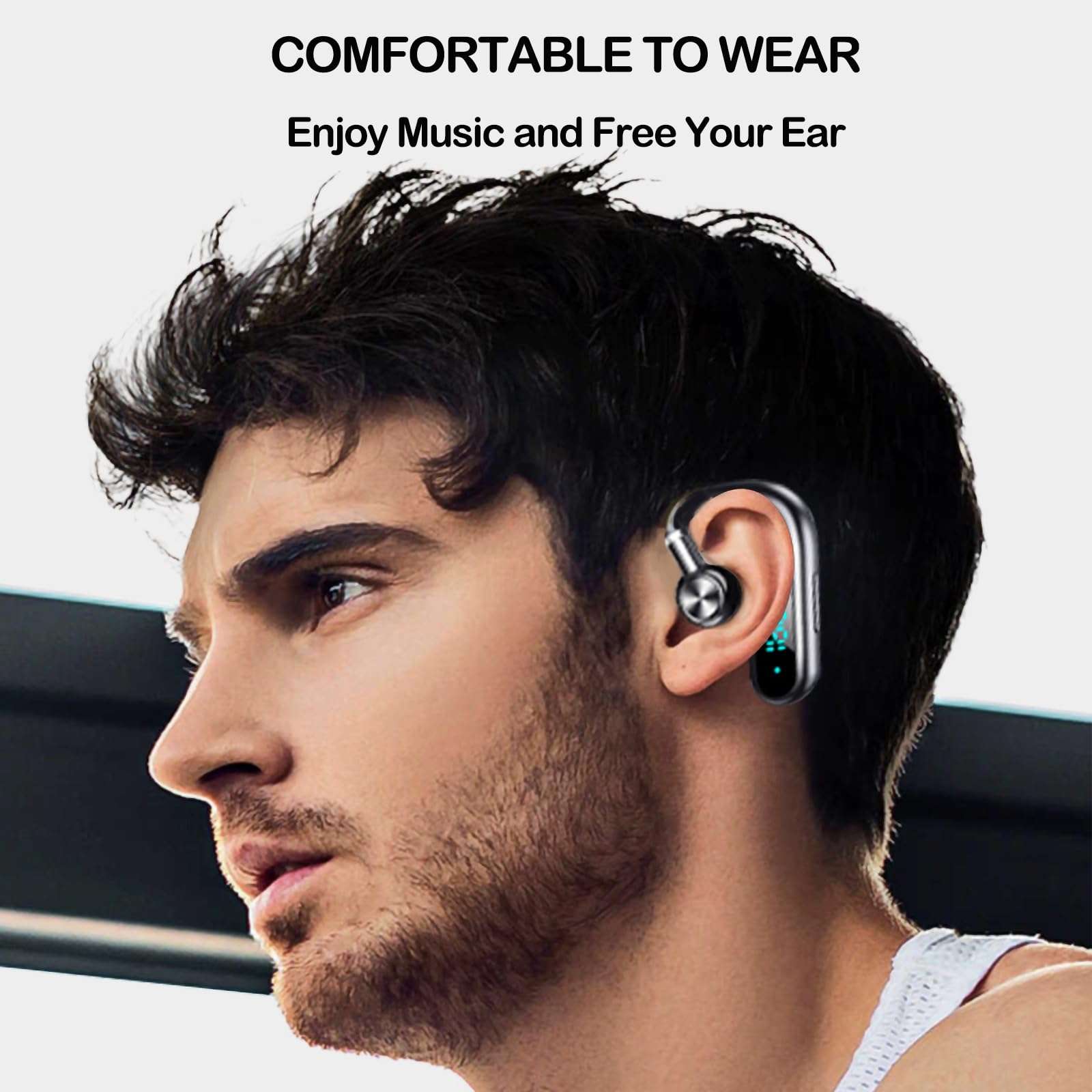 Open Ear Earbuds Single Bluetooth Headphones with Earhooks Over The Ear Bone Conduction Earbuds with Hook for Work Bone Conduction Head Set Bone Conduction Hook Earphone Induction Earphones 3