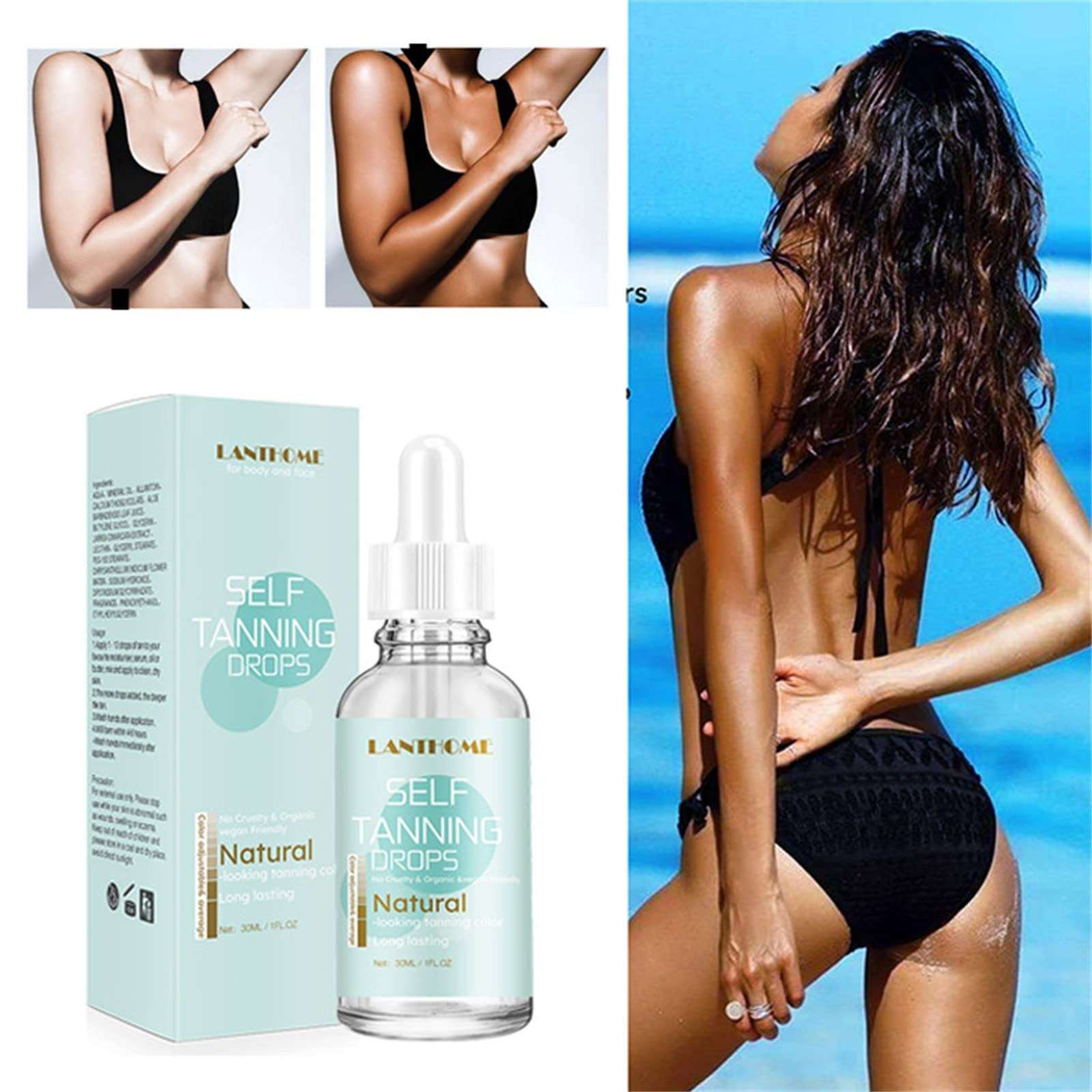 Self Tan Organic Tanning Spray Long Lasting Natural Tan Body Mist Natural Fake Beach 30ml 3