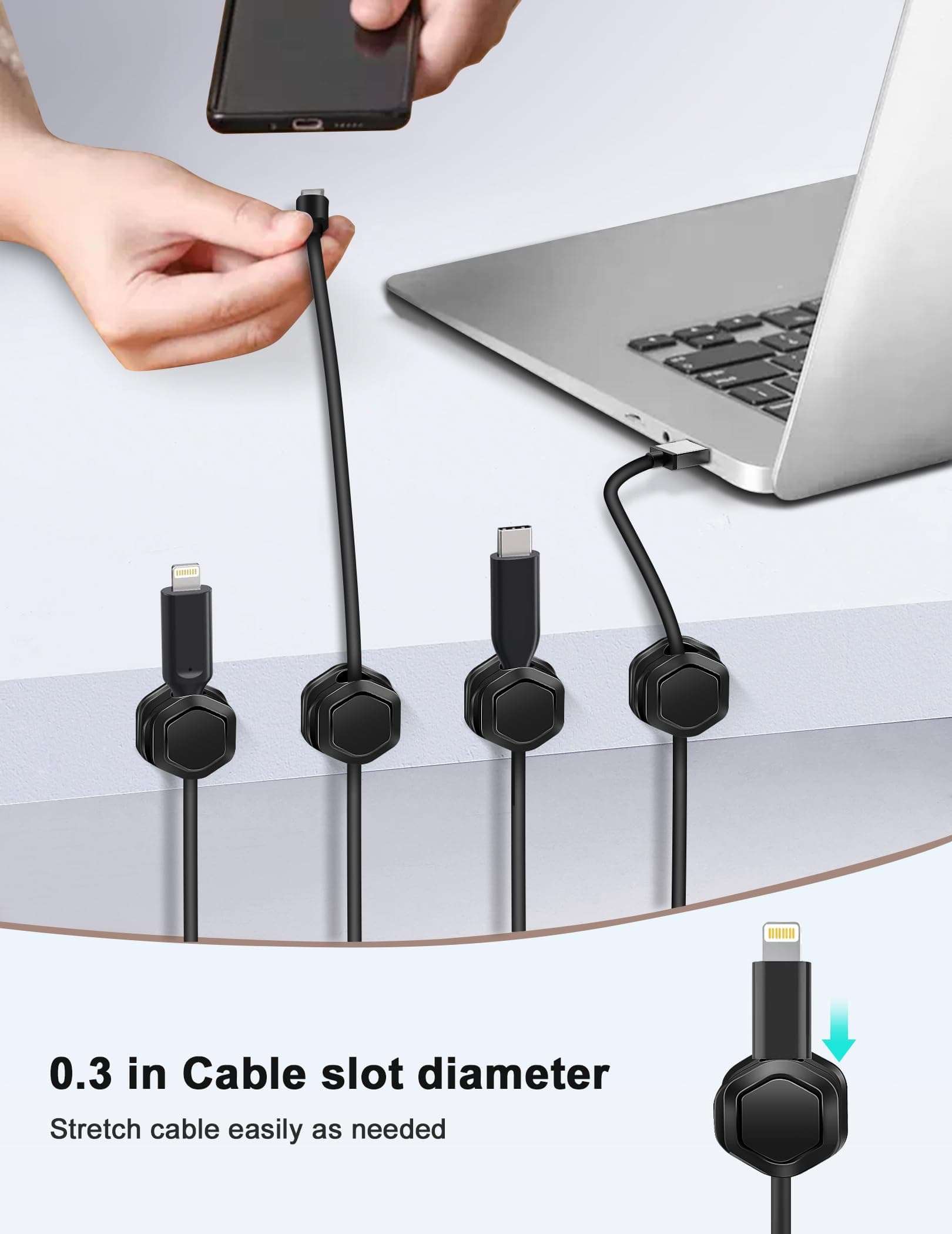 Magnetic Cord Organizer - Cord Holder - Cord Organizer for Desk, Magnetic Cable Clips, for Desk, Nightstand, Phone Charger, Computer, Home, Office, Car 5