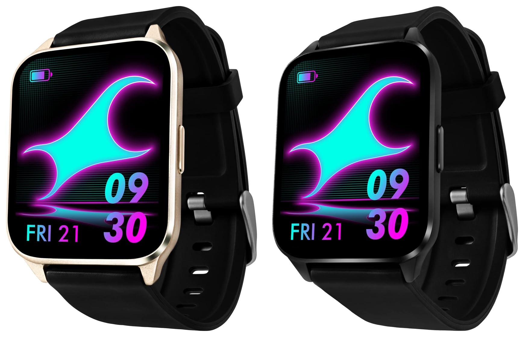 Fastrack New Reflex Beat+ 1.69” UltraVU Display Smartwatches Rakhi Gifts for Brother & Sister (Invisible Black & Black-Rose Gold)