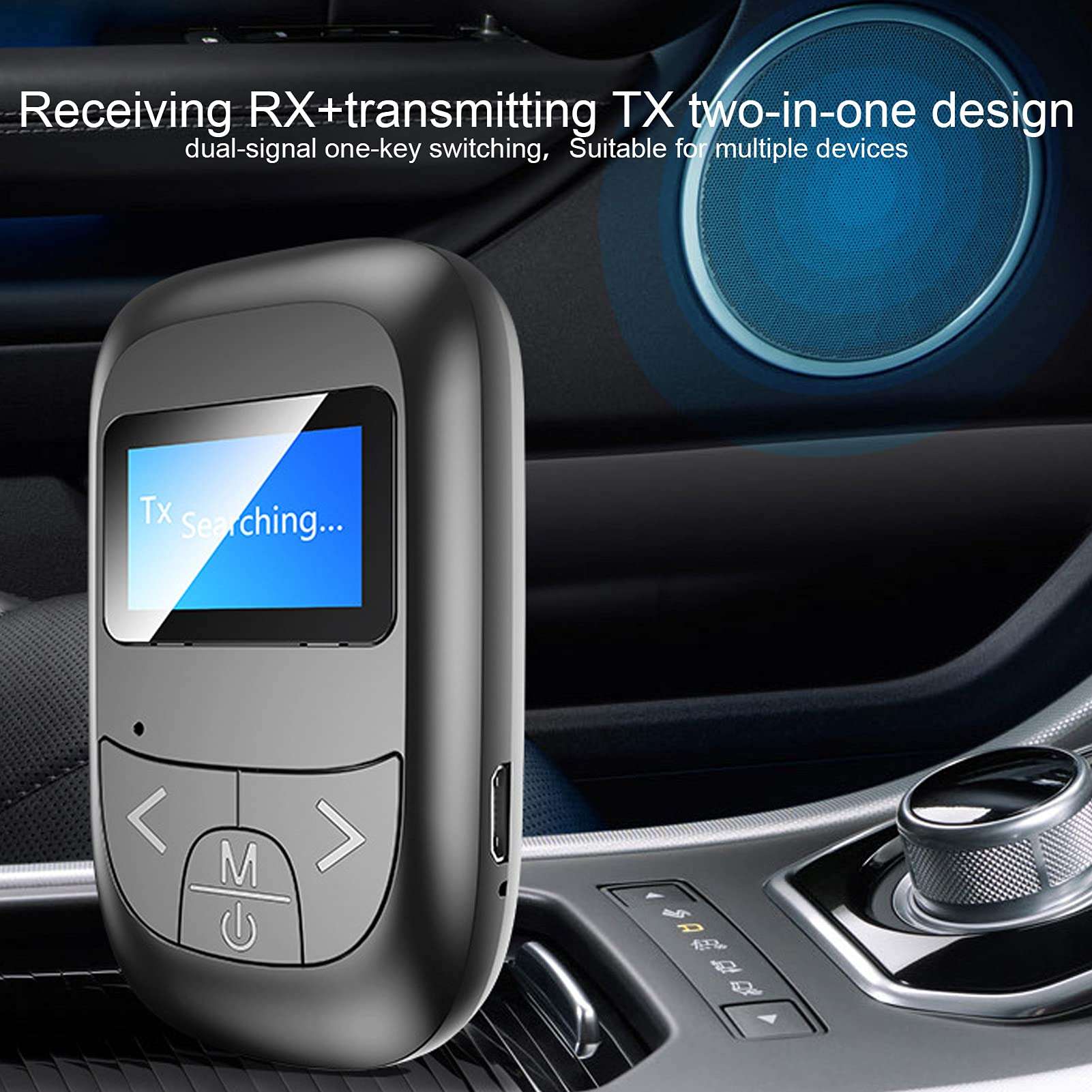 2 in 1 USB Bluetooth 4.0 Adapter for PC Laptop, Long Range Bluetooth Receiver with LCD Display Screen, Bluetooth Adapter Suitable for a Variety of Devices Built‑in Large Capacity Battery 3