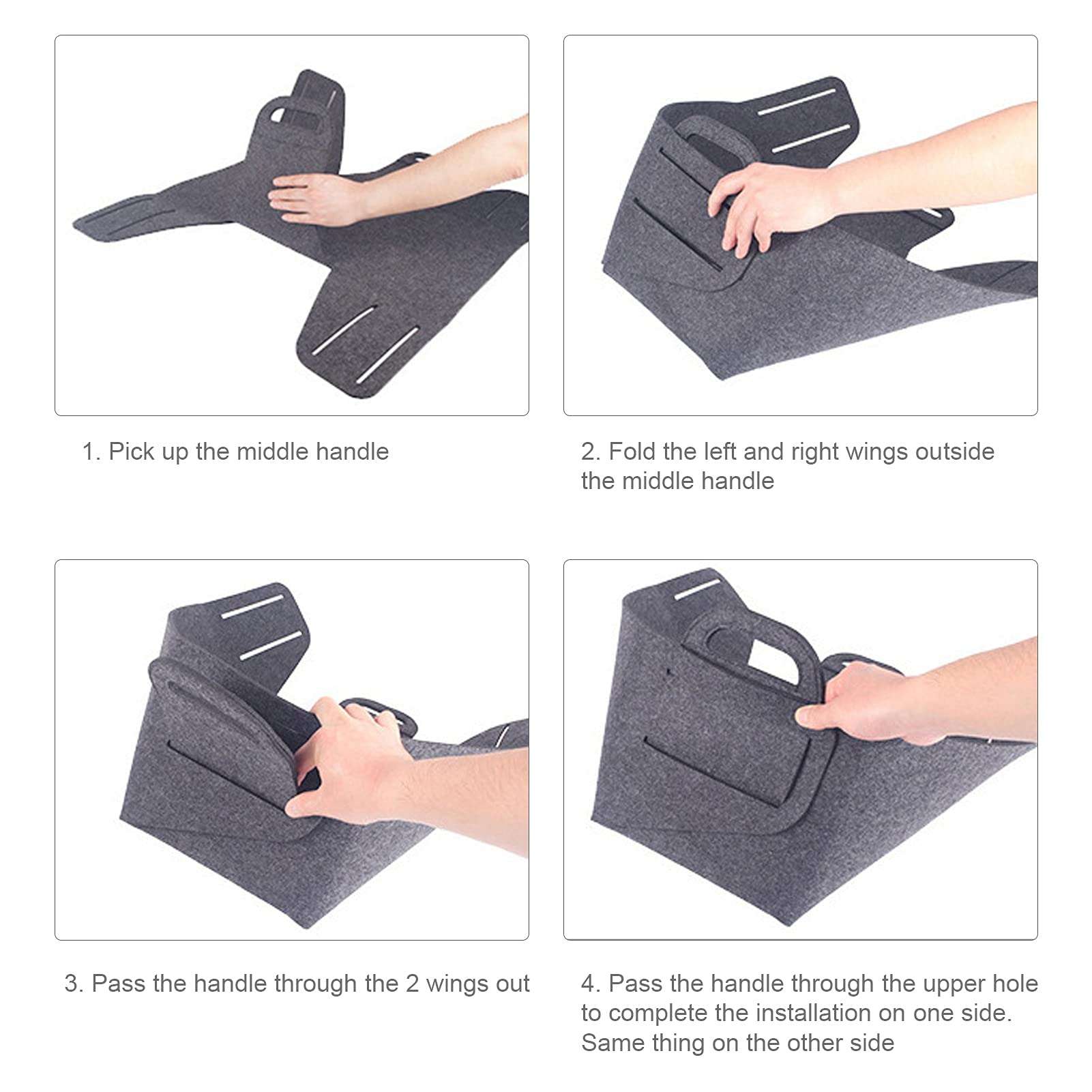 Ankeer Felt Storage Basket Desktop Foldable Felt Basket Storage Box Open Storage Bin Laundry Hamper with Handles Snack Cosmetic Organizing Box for Cabinet Office 6