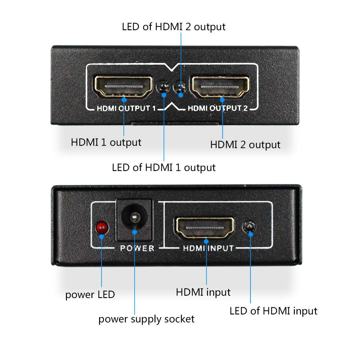 HDMI 2.0 Splitter 1x2 Switcher Audio Video Converter,one hdmi 2.0 in Two hdmi 2.0 Out 4kx2k/60Hz Support HDCP2.2 3D for PC DV 5