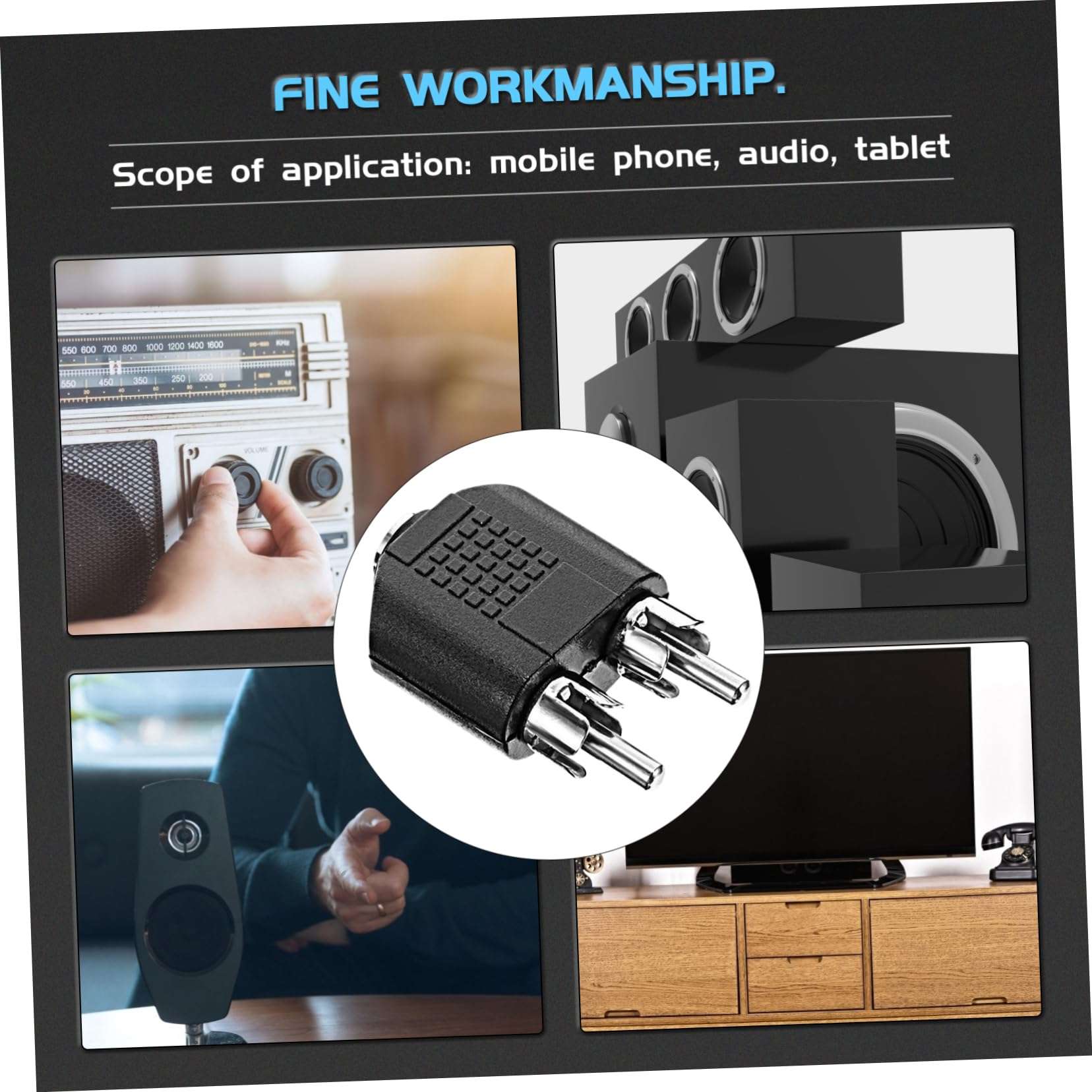 Hoement 8pcs 2 Audio Converter Headphone Charger Cord Wired to USB Mic Power Guitar Cable Antenna Stereo USB c to Adapter to Audio Jack Dual to Dual Cable Adapters Amp Aux Zinc Alloy Black 4