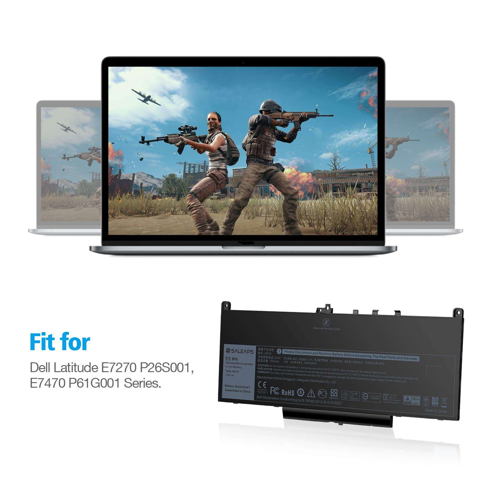 Saleaps E7470 E7270 J60J5 Battery for Dell Latitude E7270 P26S001 E7470 P61G001 Laptop, Fits MC34Y R1V85 PDNM2 451-BBSX 451-BBSY 451-BBSU 7.6V/55Wh 3