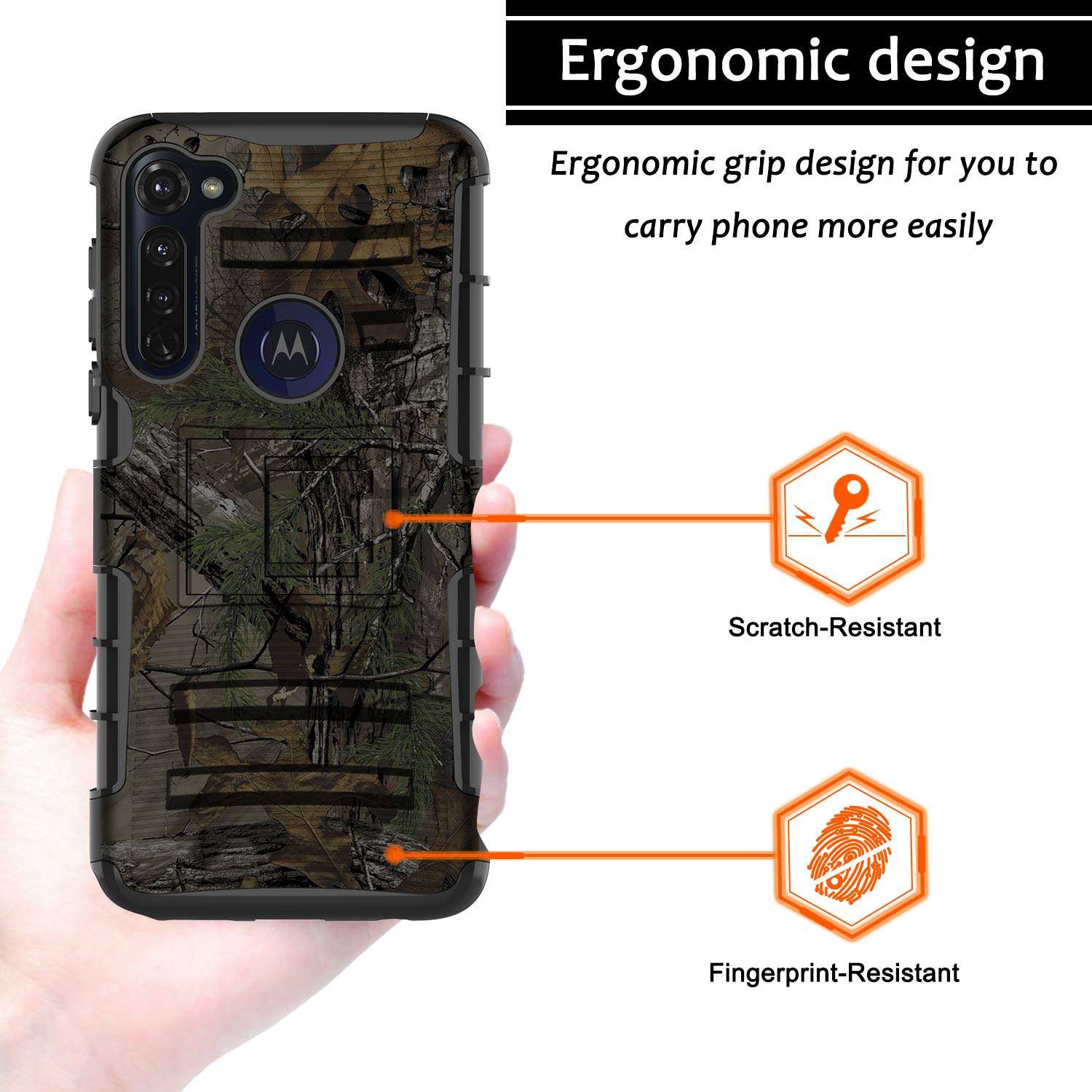 Elegant Choise Motorola Moto G Stylus Case, Shockproof Rugged Kickstand and Swivel Belt Clip Hybrid Holster Heavy Duty Full Body Rubber Armor Defender Protective Cover for Moto G Stylus (Camo) 6