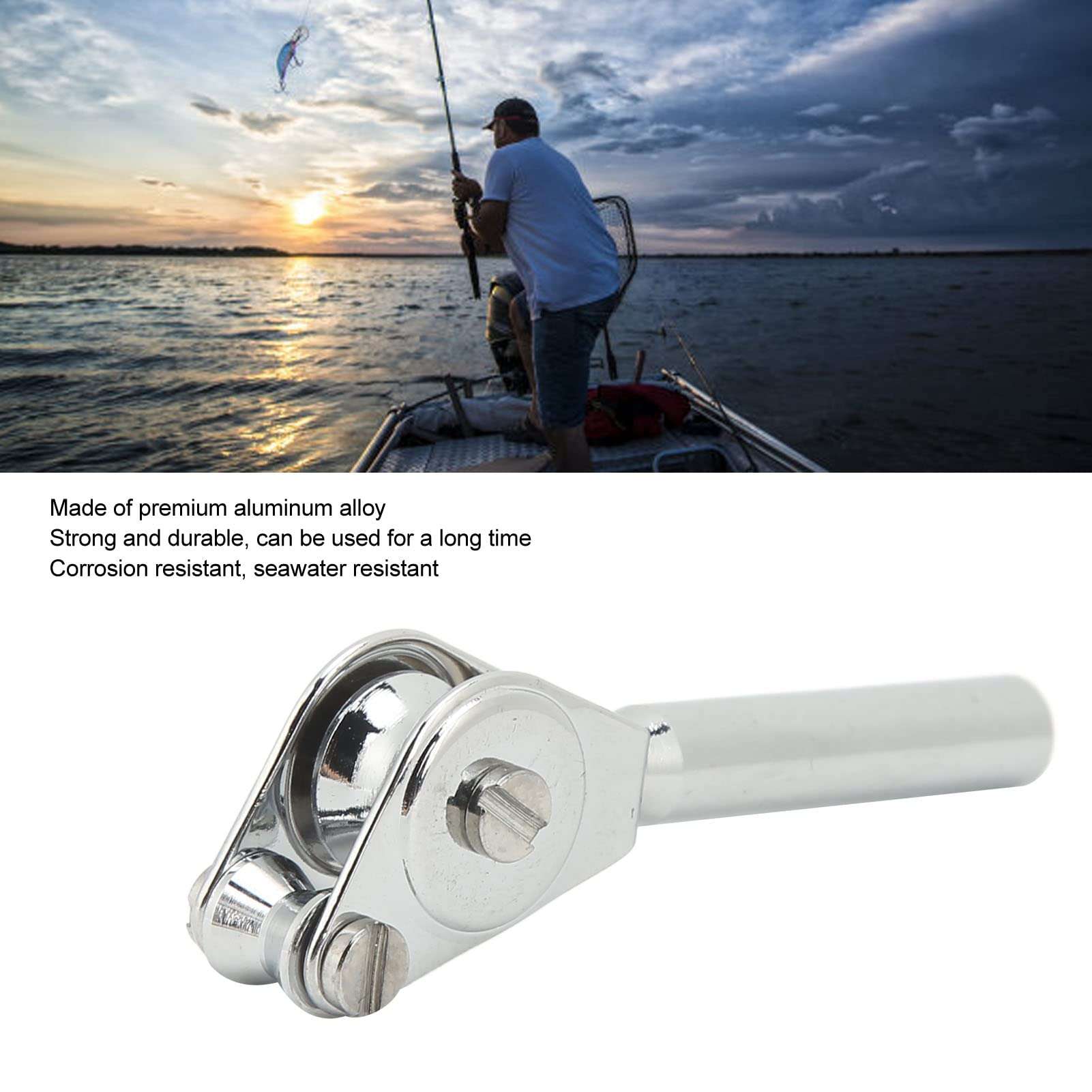 HERCHR Aluminium Alloy Fishing Roller Guide Tip Top Fishing Pole Rod Double Pulley Guide Rod Tip Guide for Sea Boat Fishing Trolling(7mm) 5