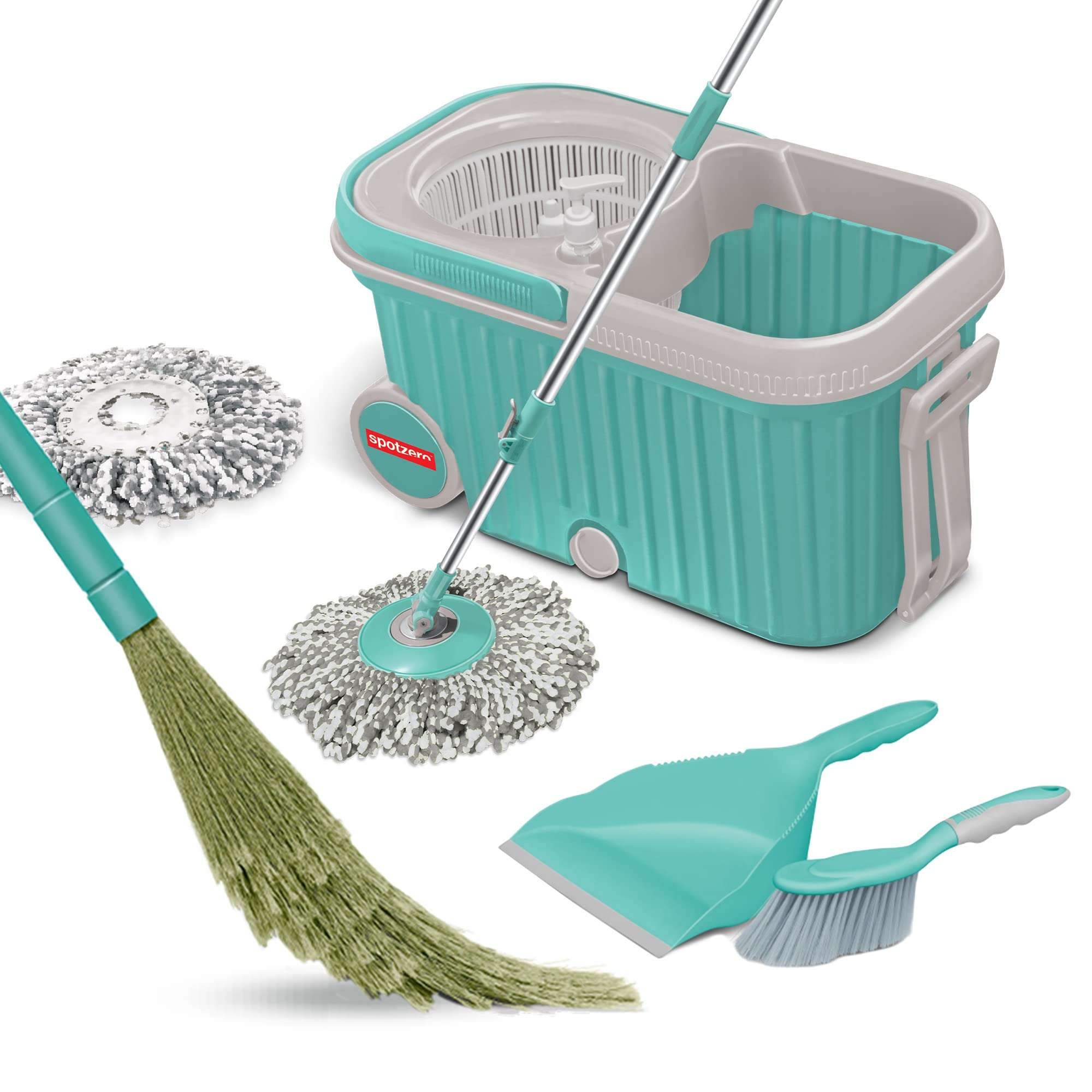 Spotzero By Milton Elite Mop, Dust Broom XL & Dustpan with Brush (Floor Cleaning Dust Broom XL - 1 Piece, Dustpan with Brush - 1 Piece) 1