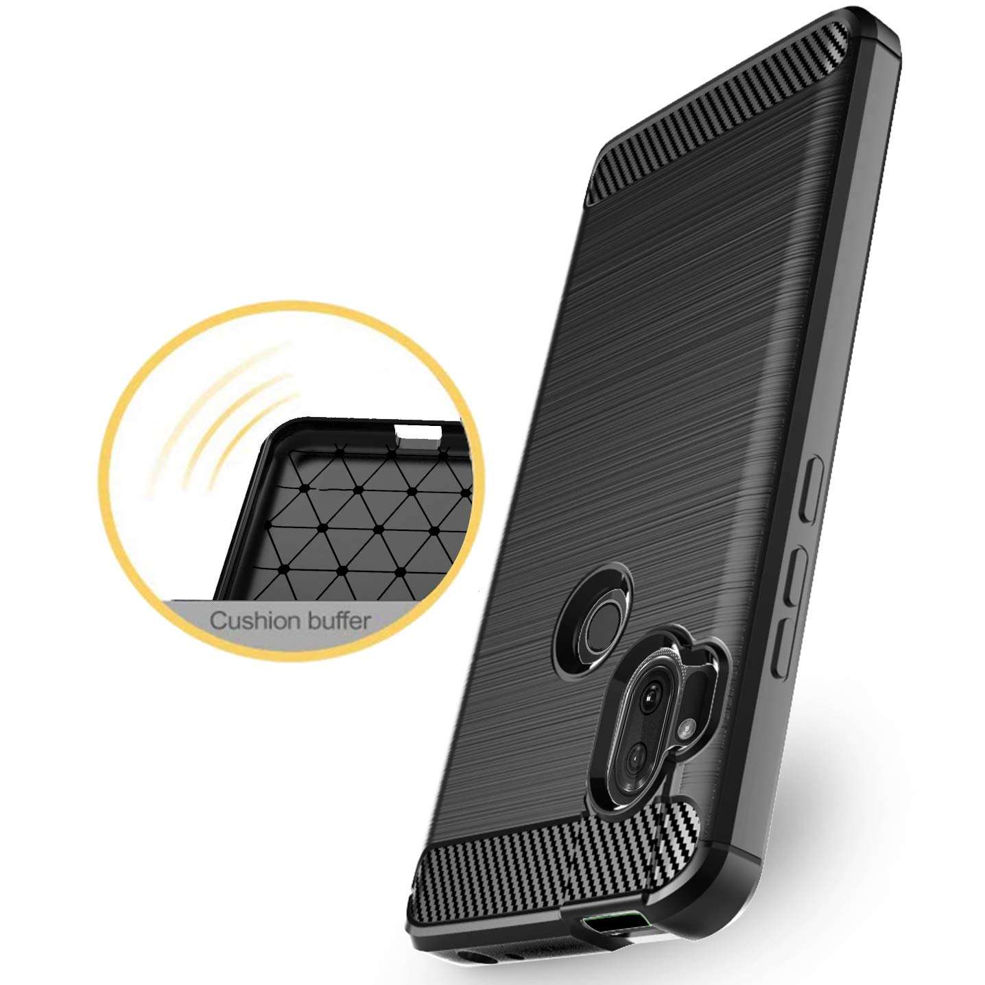 Dzxouui for Moto One Hyper Case,Motorola One Hyper Case,Protective Phone Cover Shockproof Soft TPU Case for Motorola Moto One Hyper(DL-Black) 3