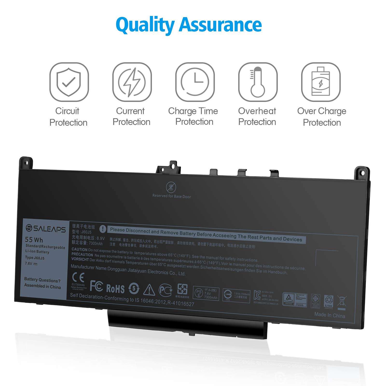 Saleaps E7470 E7270 J60J5 Battery for Dell Latitude E7270 P26S001 E7470 P61G001 Laptop, Fits MC34Y R1V85 PDNM2 451-BBSX 451-BBSY 451-BBSU 7.6V/55Wh 5